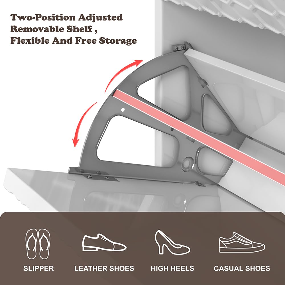 3 Flip Drawers Free Standing Shoe Racks,Modern Shoes Cabinet with Brass Knobs And Legs, 24 Pair for Entryway,Bedroom
