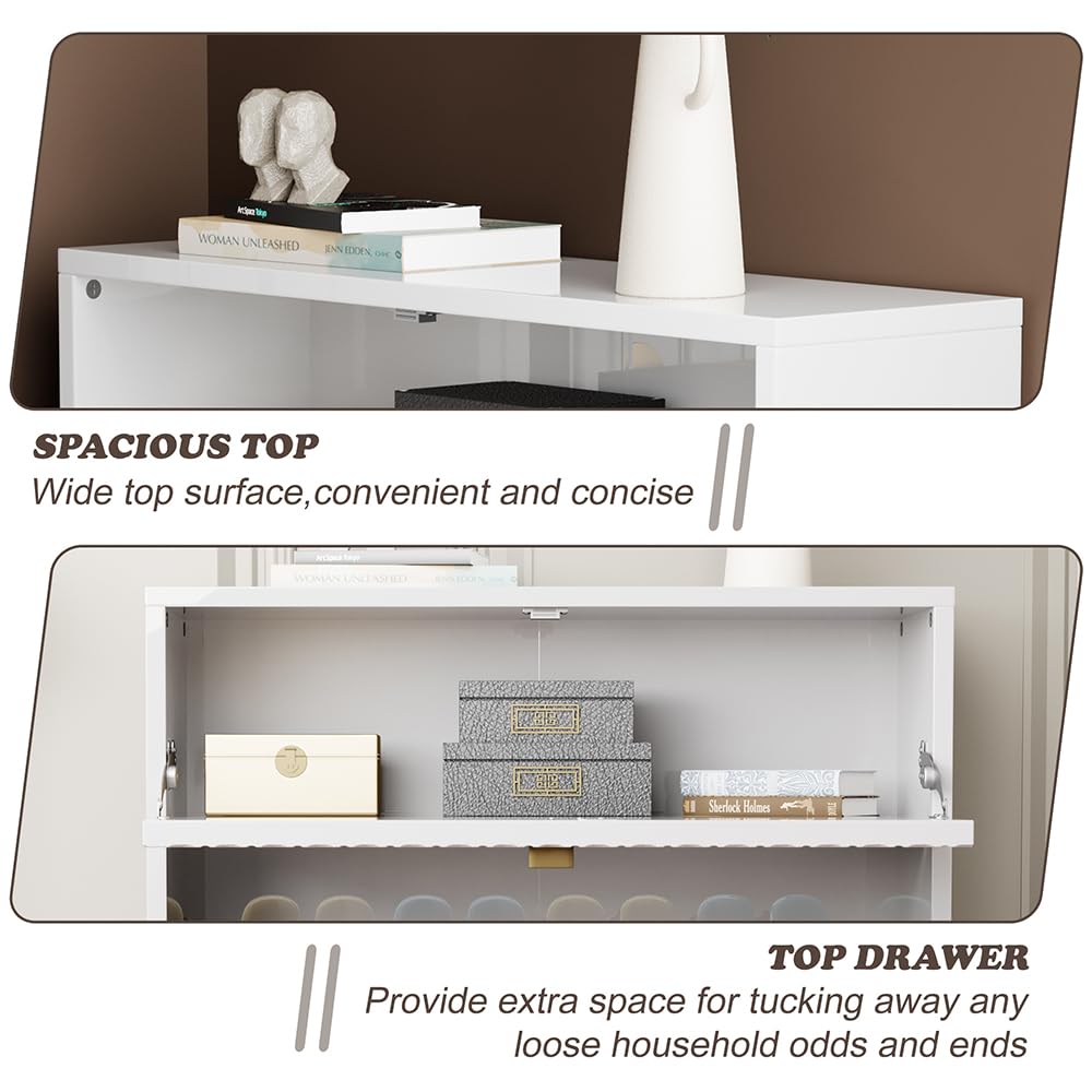 3 Flip Drawers Free Standing Shoe Racks,Modern Shoes Cabinet with Brass Knobs And Legs, 24 Pair for Entryway,Bedroom