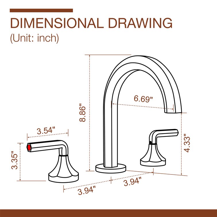 Bathroom Faucet 3 Hole Bathroom Sink Faucet 8 Inch Wide-Spread Bathroom Faucets 360 Degree Swivel Spout Lavatory Sink Faucet