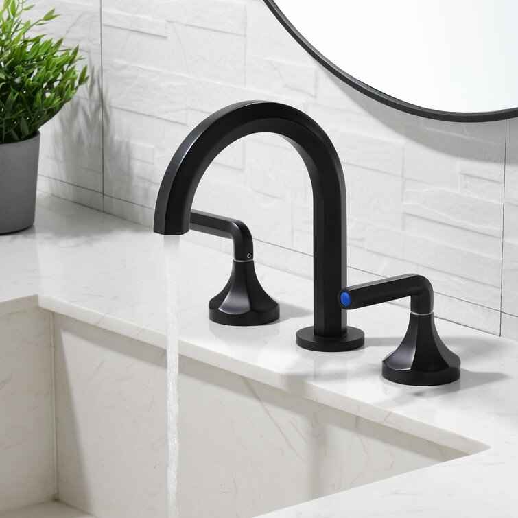 Bathroom Faucet 3 Hole Bathroom Sink Faucet 8 Inch Wide-Spread Bathroom Faucets 360 Degree Swivel Spout Lavatory Sink Faucet