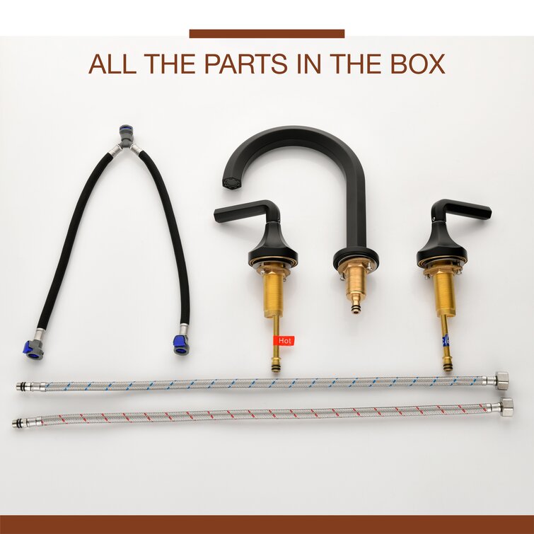 Bathroom Faucet 3 Hole Bathroom Sink Faucet 8 Inch Wide-Spread Bathroom Faucets 360 Degree Swivel Spout Lavatory Sink Faucet