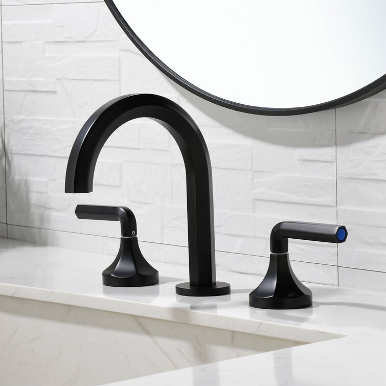 Bathroom Faucet 3 Hole Bathroom Sink Faucet 8 Inch Wide-Spread Bathroom Faucets 360 Degree Swivel Spout Lavatory Sink Faucet