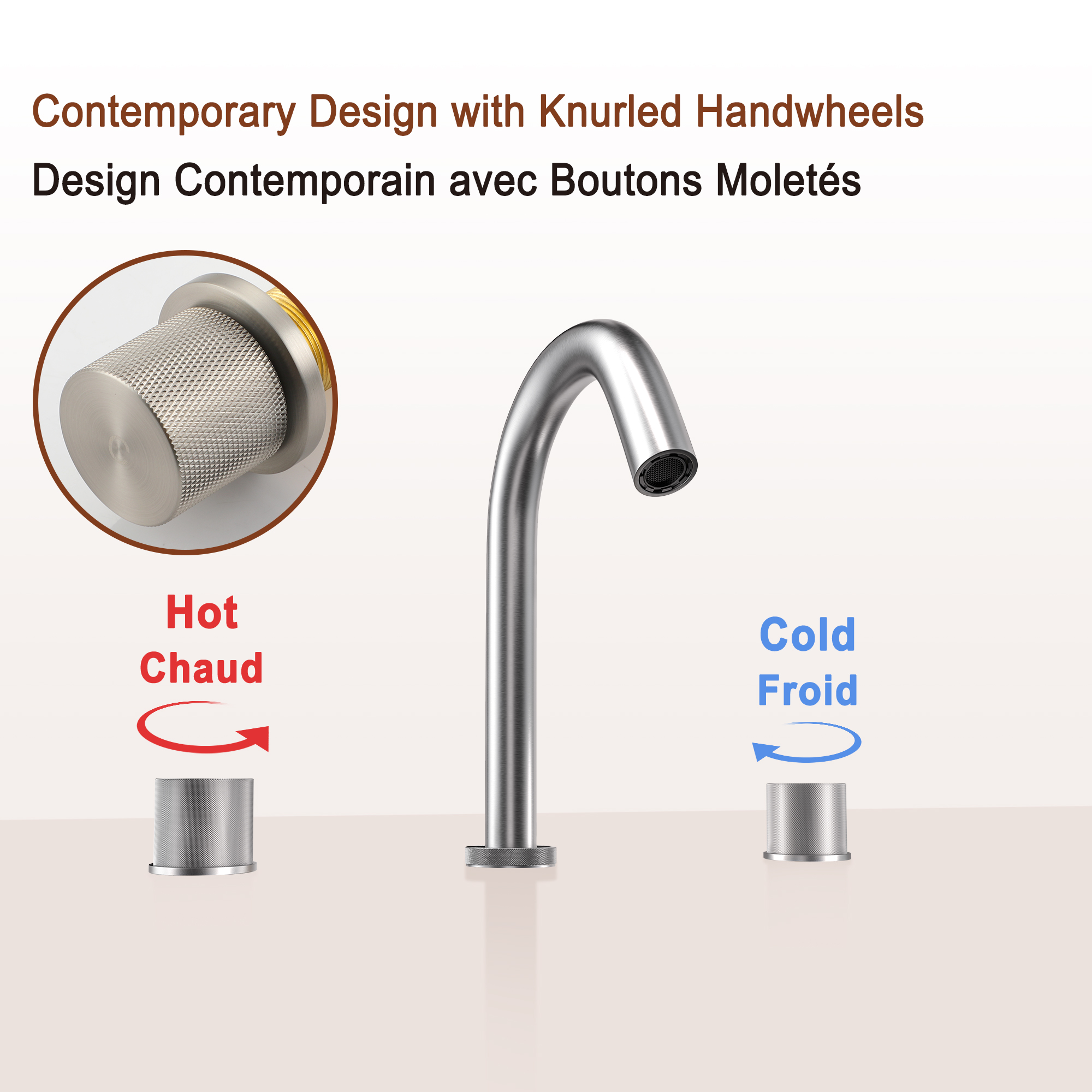 Mondawe 8 in. Widespread Double-Handle Bathroom Faucet in Nickel Brushed/Black/Brushed Gold-Mondawe