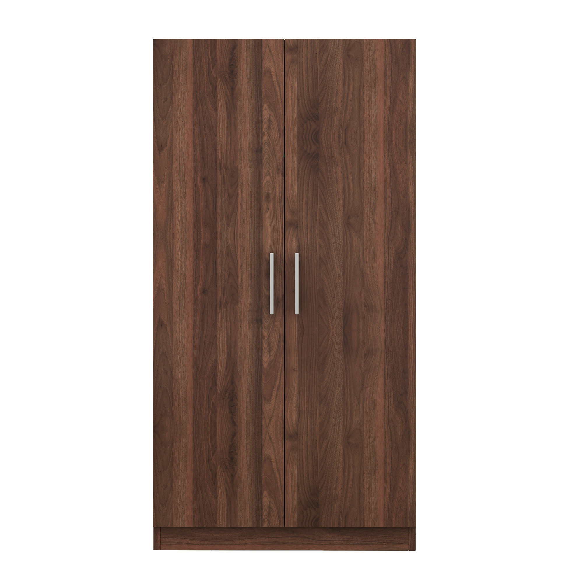 2-Door Wooden Wardrobe Armoire with 3 Storage Shelves, Brown 