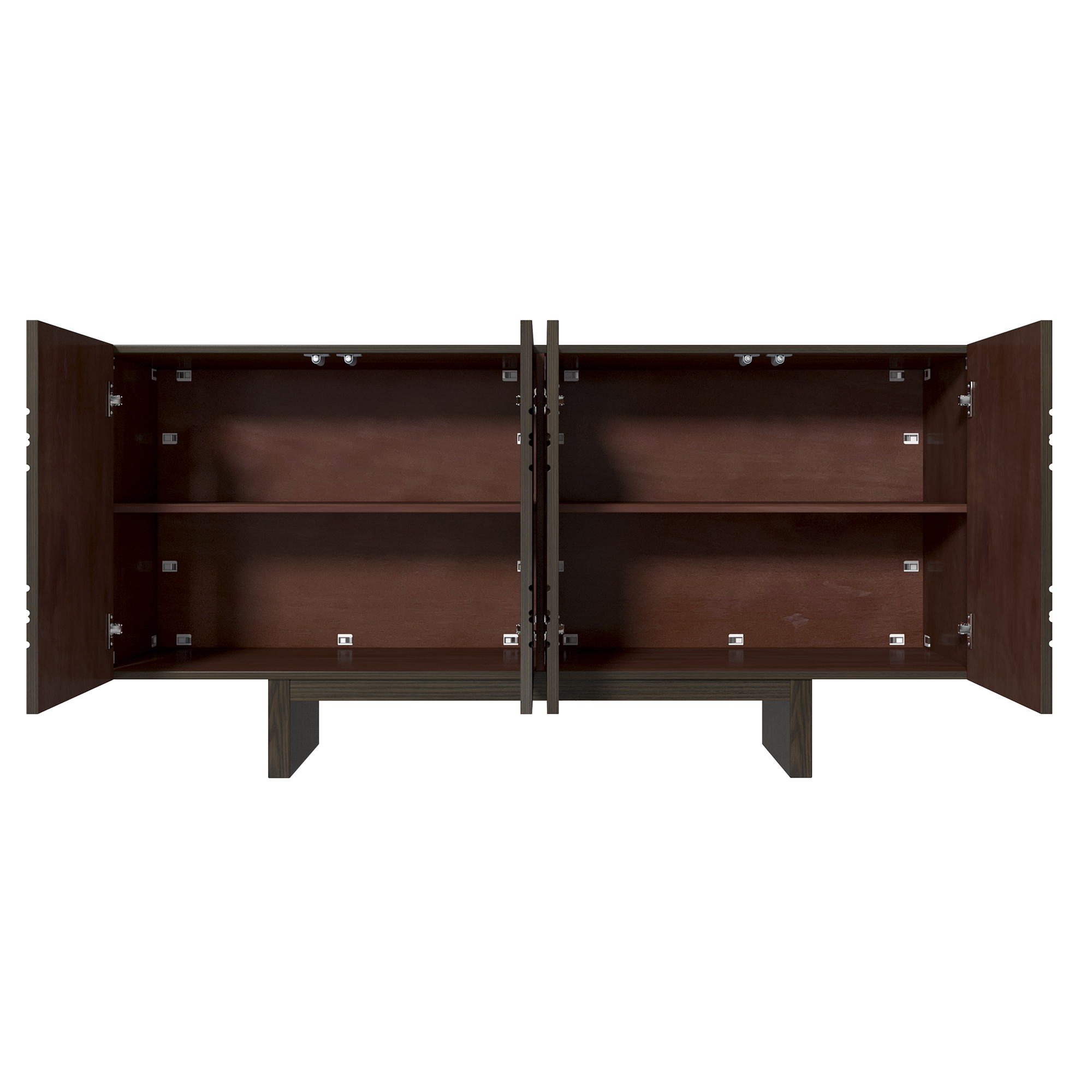 White/Brown 4-Door Accent Storage Cabinet For Living Room, Foyer and Kitchen-Dining Room