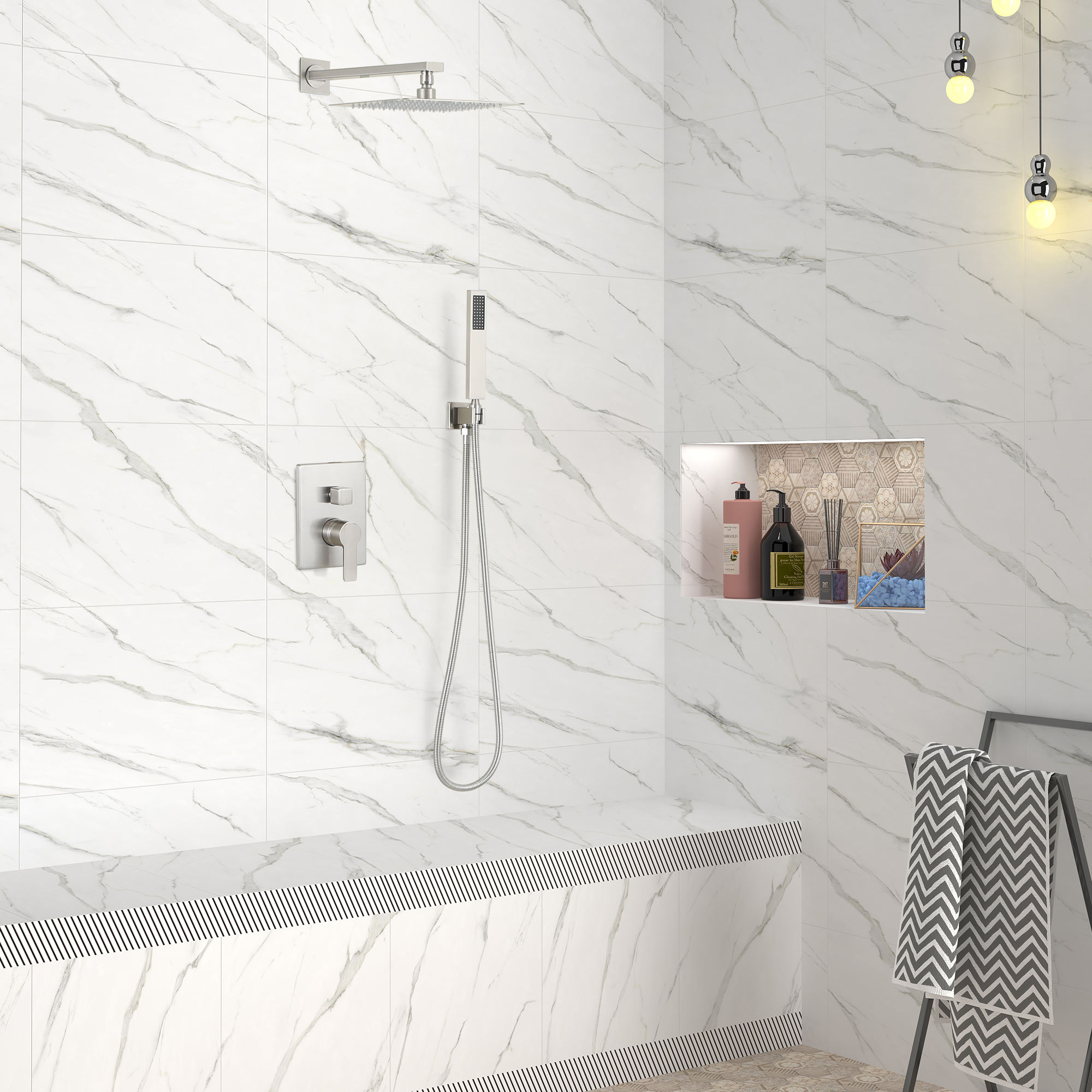 Boyel Living 10 in. Shower System Shower Towers with Hand Shower in Matte Black