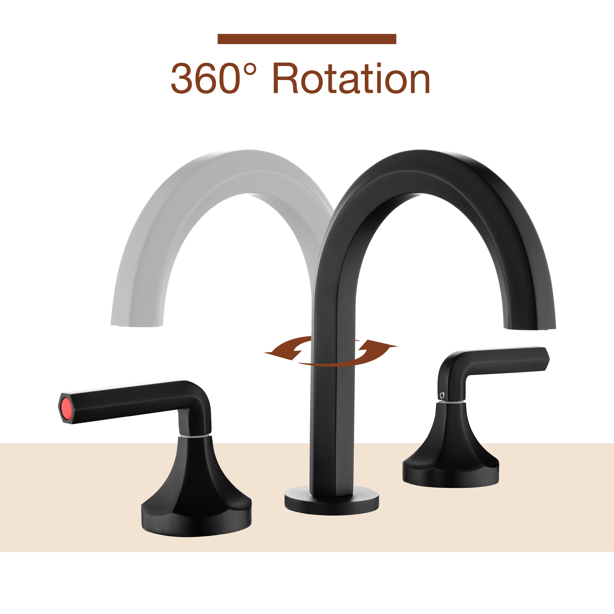 Hexagon 8 In Widespread Double-Handle Brass 3-Hole Widespread Bathroom Sink Faucet Bath Faucets-Mondawe