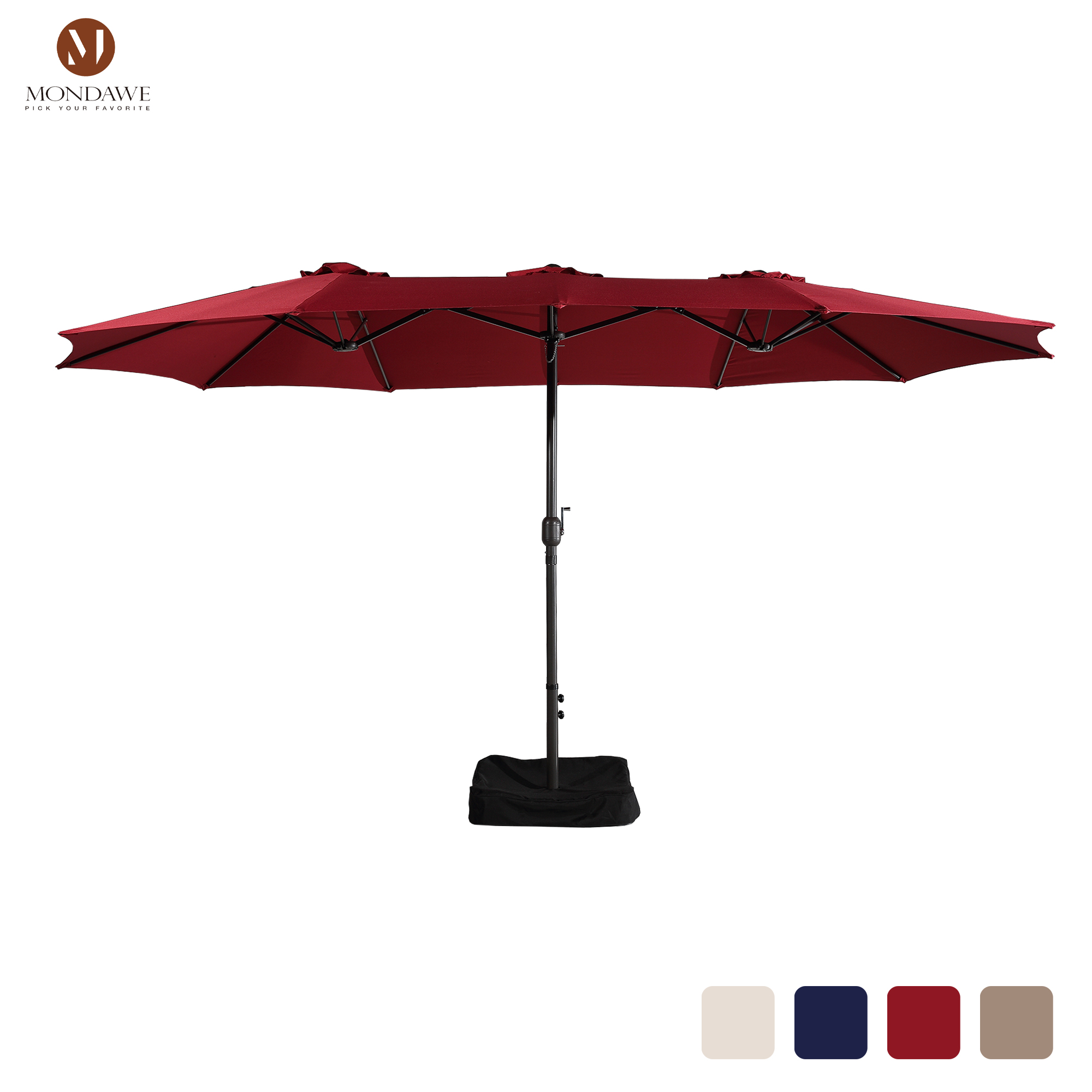 Mondawe 15ft Rectangular Patio Market Umbrella with Base-Mondawe