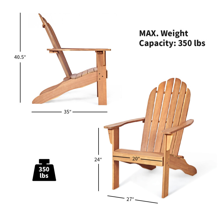 Mondawe Outdoor Stationary Adirondack Chair with Slat Seat For Yard and Garden-Mondawe