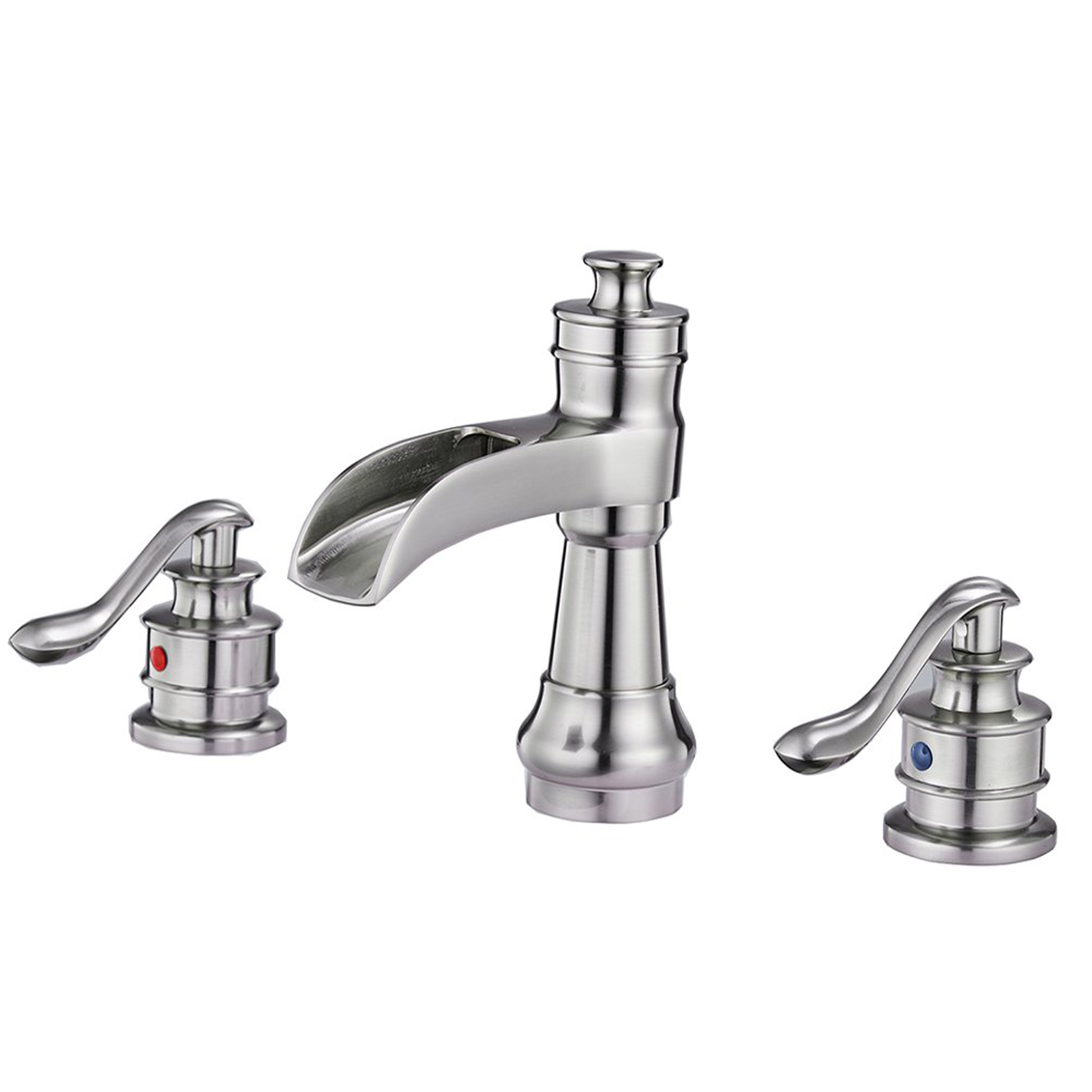 Boyel Living Classic Retro Style 8 in. Widespread Double Handle Bathroom Faucet with Drain Kit Included in Brushed Nickel
