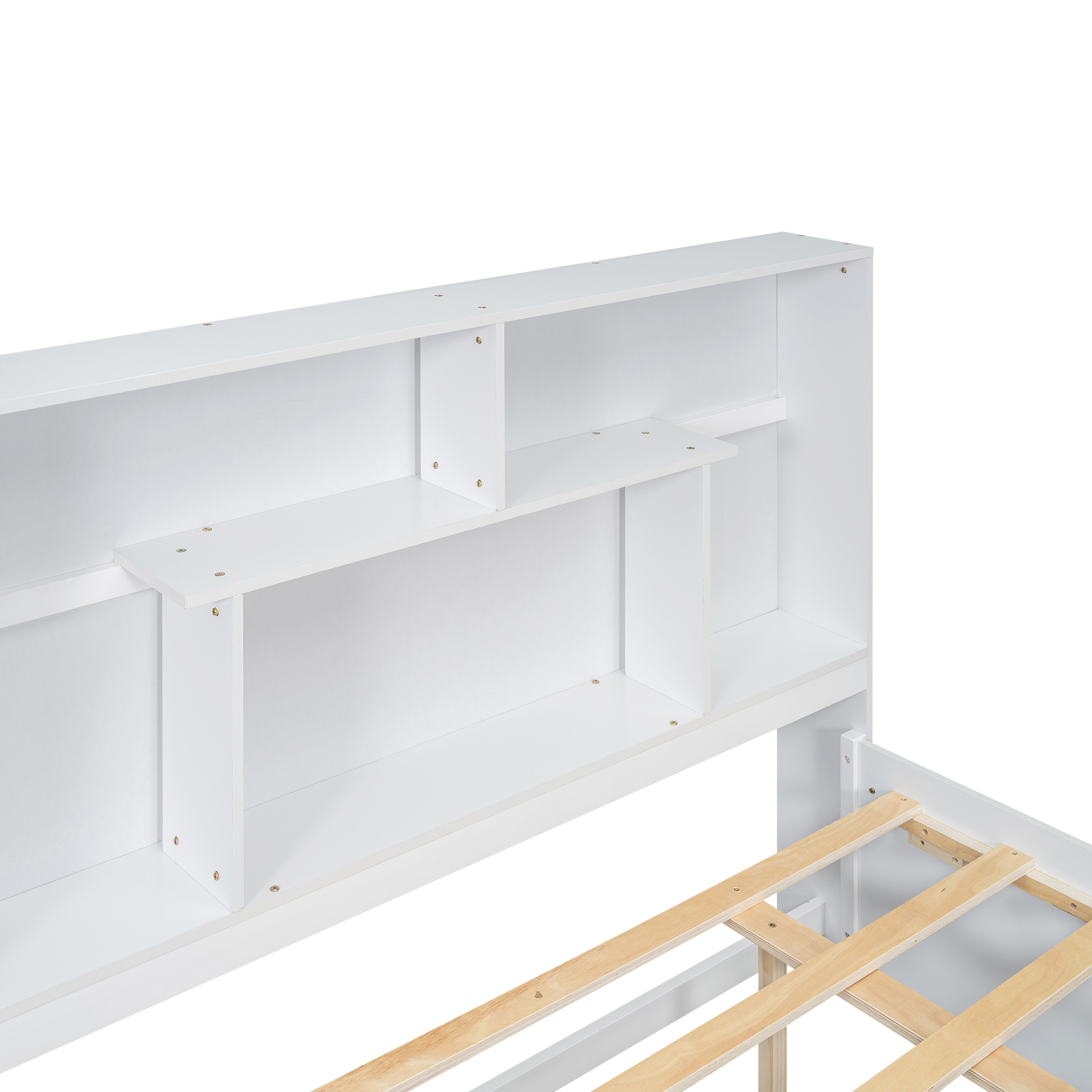 Full/Queen Size Platform Bed with Storage Headboard and 2 Drawers, Gray/White