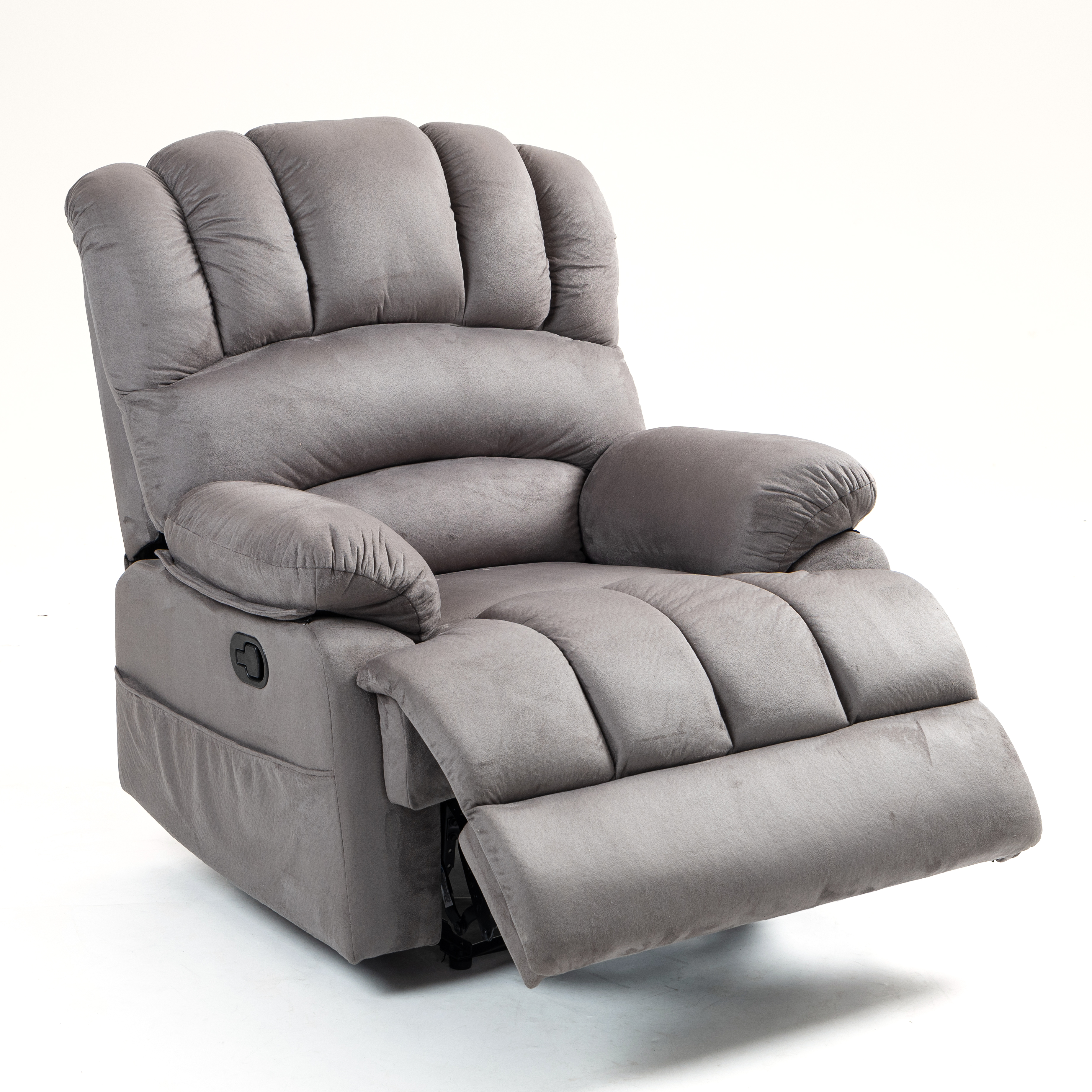 Large Manual Recliner Chair in Fabric for Living Room, Beige/Dark Gray/Yellow/Grey