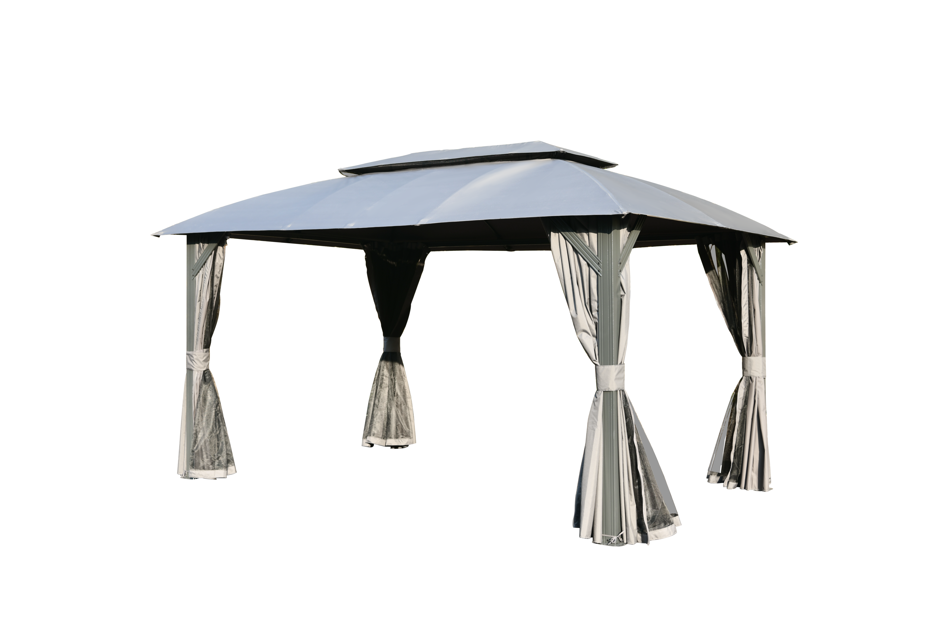 Outdoor Gazebo with Double Roofs, Privacy Curtains, Mosquito Nettings, Heavy Duty Metal Frame Party Tent Canopy for Patio, Backyard, Deck, Lawn