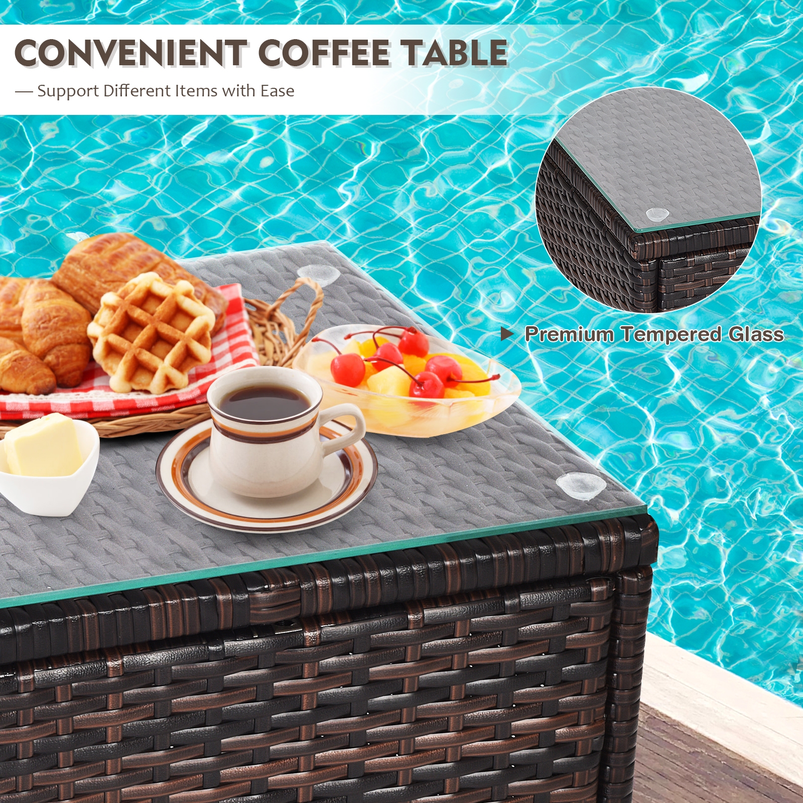 Mondawe 3 Pcs Outdoor Rattan Wicker Furniture Set-Mondawe