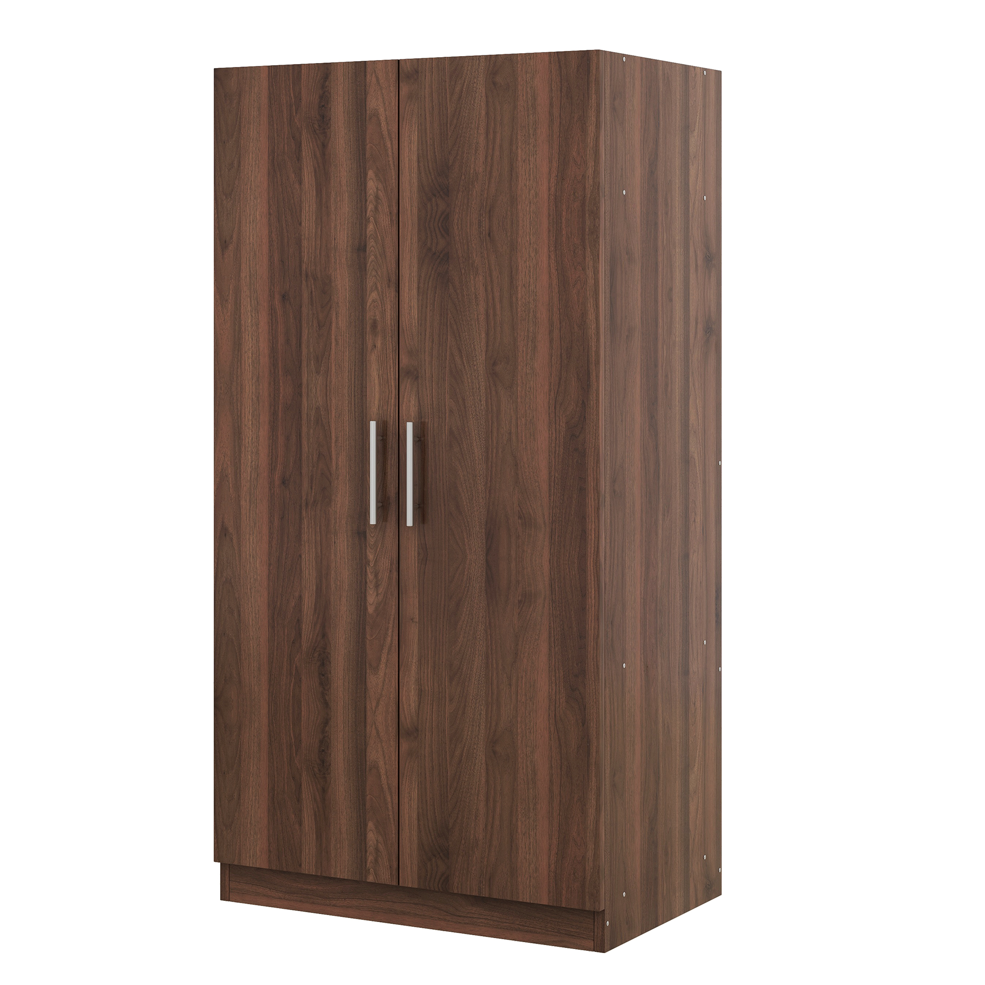 2-Door Wooden Wardrobe Armoire with 3 Storage Shelves, Brown 
