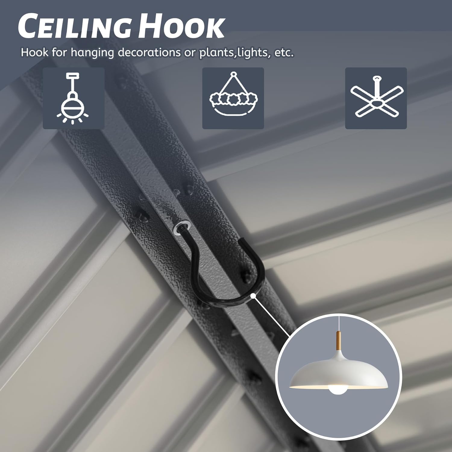 Hardtop Grill Gazebo, Outdoor BBQ Gazebo with 2 Side Shelves and Sloping Galvanized Steel Roof, Metal Permanent Grill Canopy with Ceiling Hooks for Patio, Lawn, Backyard, Deck