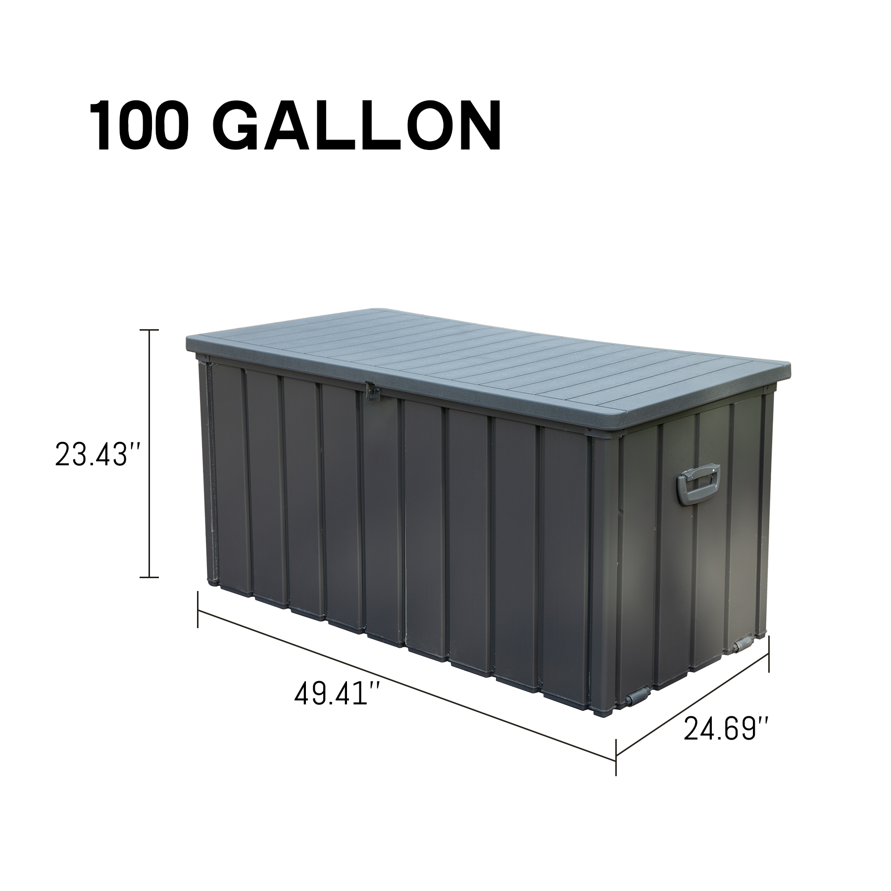 100 Gallon Outdoor Storage Deck Box Waterproof, Large Patio Storage Bin for Outside Cushions, Throw Pillows, Garden Tools, Lockable (Dark Gray)
