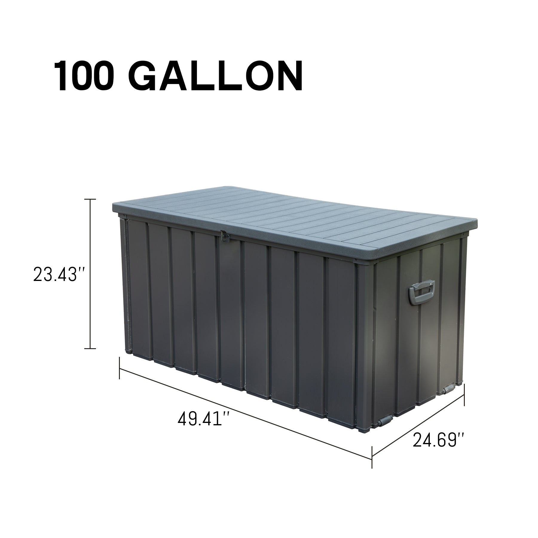 100 Gallon Outdoor Storage Deck Box Waterproof, Large Patio Storage Bin for Outside Cushions, Throw Pillows, Garden Tools, Lockable (Dark Gray)