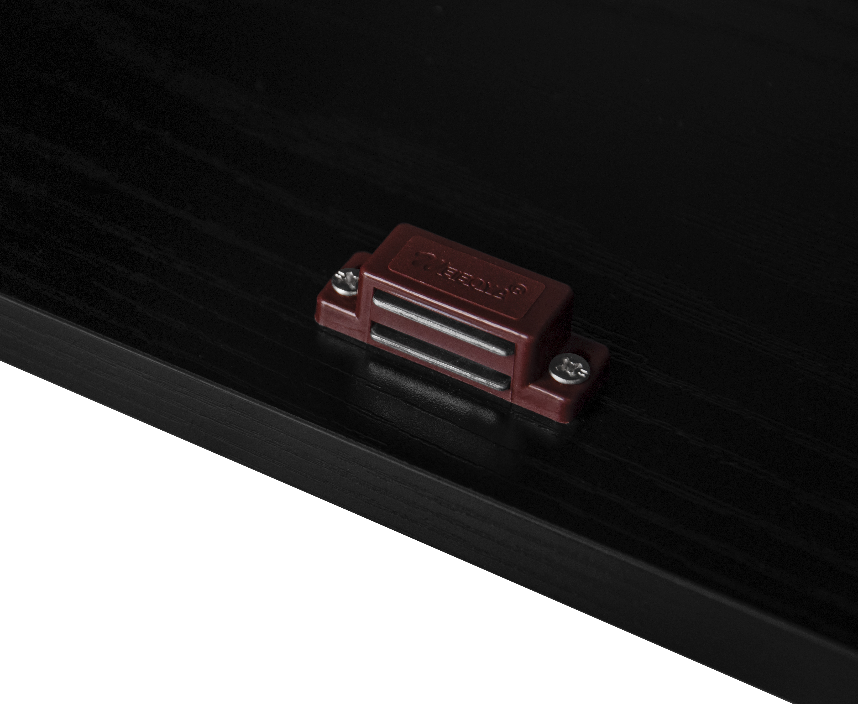 4 Door Cabinet with 4 Shelves with 4 Adjustable Inner Shelves, Storage Cabinet,  Black / Natural 