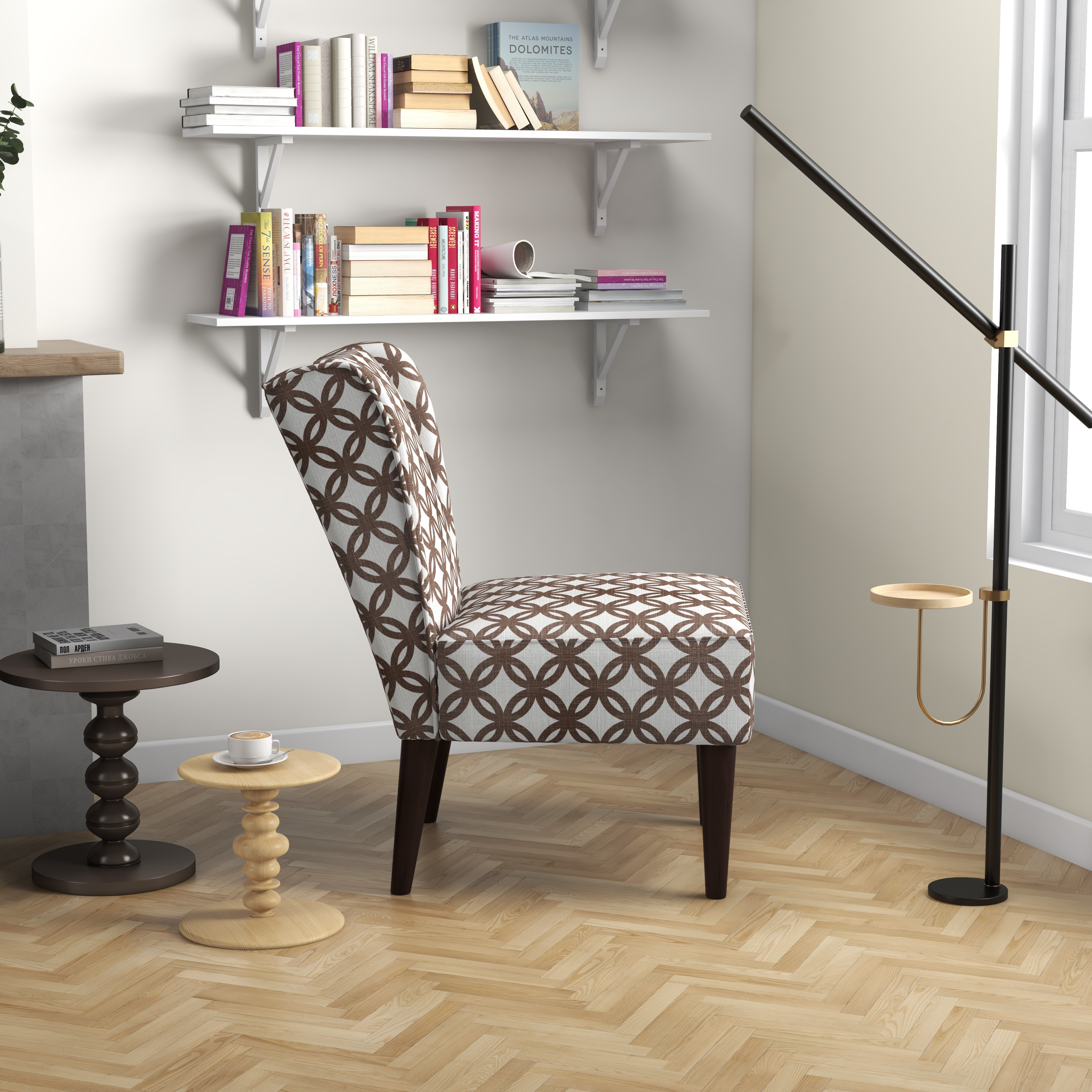 Accent Chair Printed Lounge Chair Armless Side Chair for Living Room Bedroom