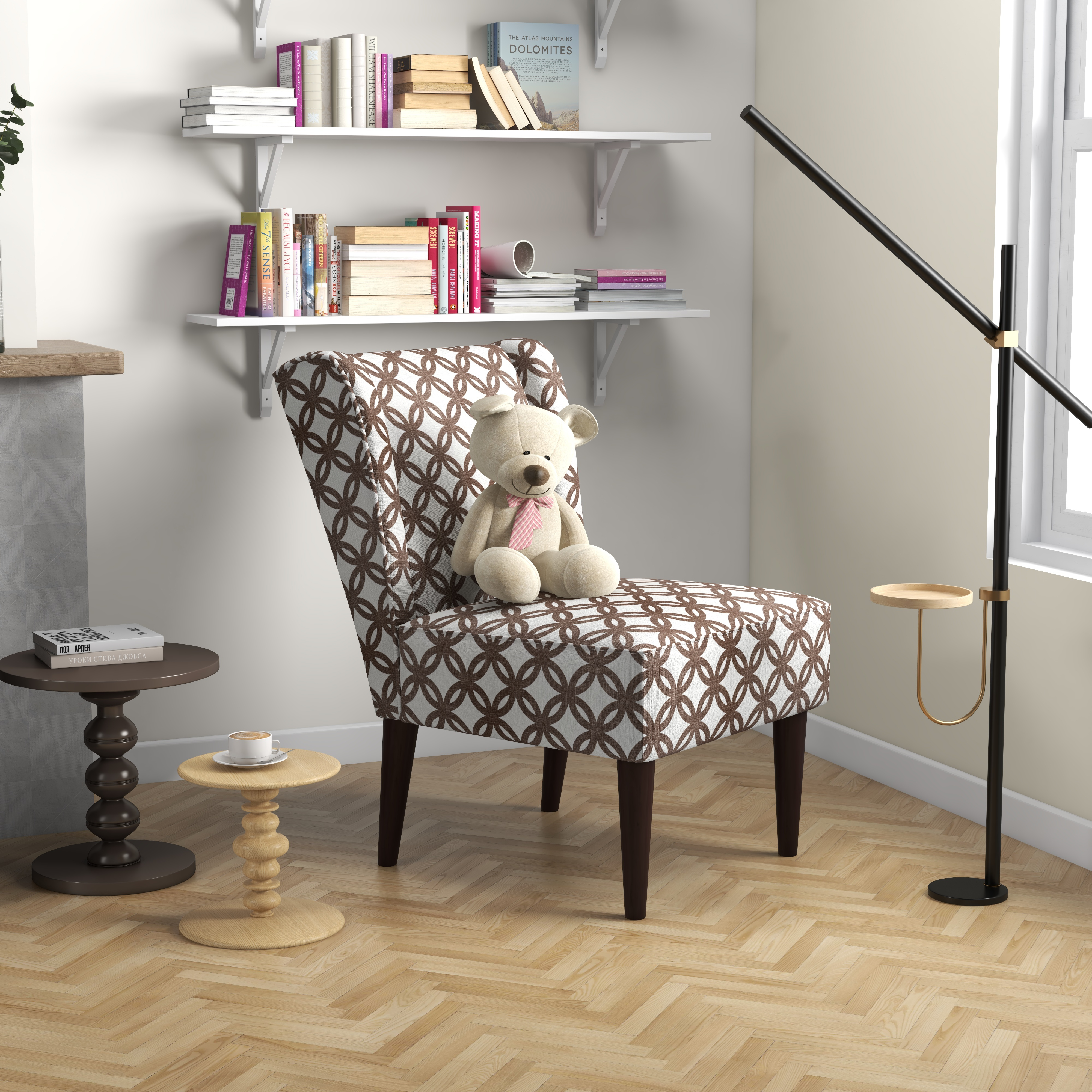 Accent Chair Printed Lounge Chair Armless Side Chair for Living Room Bedroom