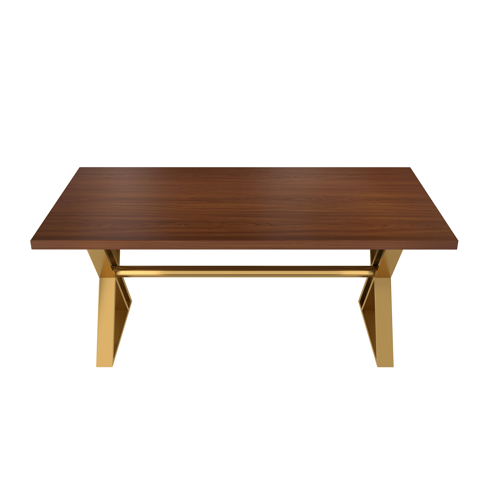 Brown/White Walnut Wood 70.87 in. Cross Legs Dining Table Seats-6