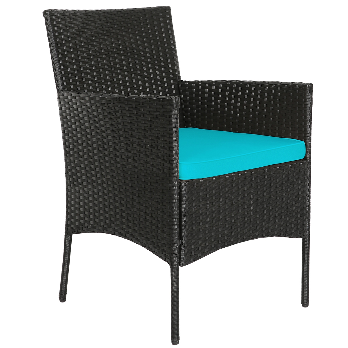 Mondawe 4 Pcs Patio Rattan Cushioned Sofa Furniture Set with Tempered Glass Coffee Table-Turquoise-Mondawe