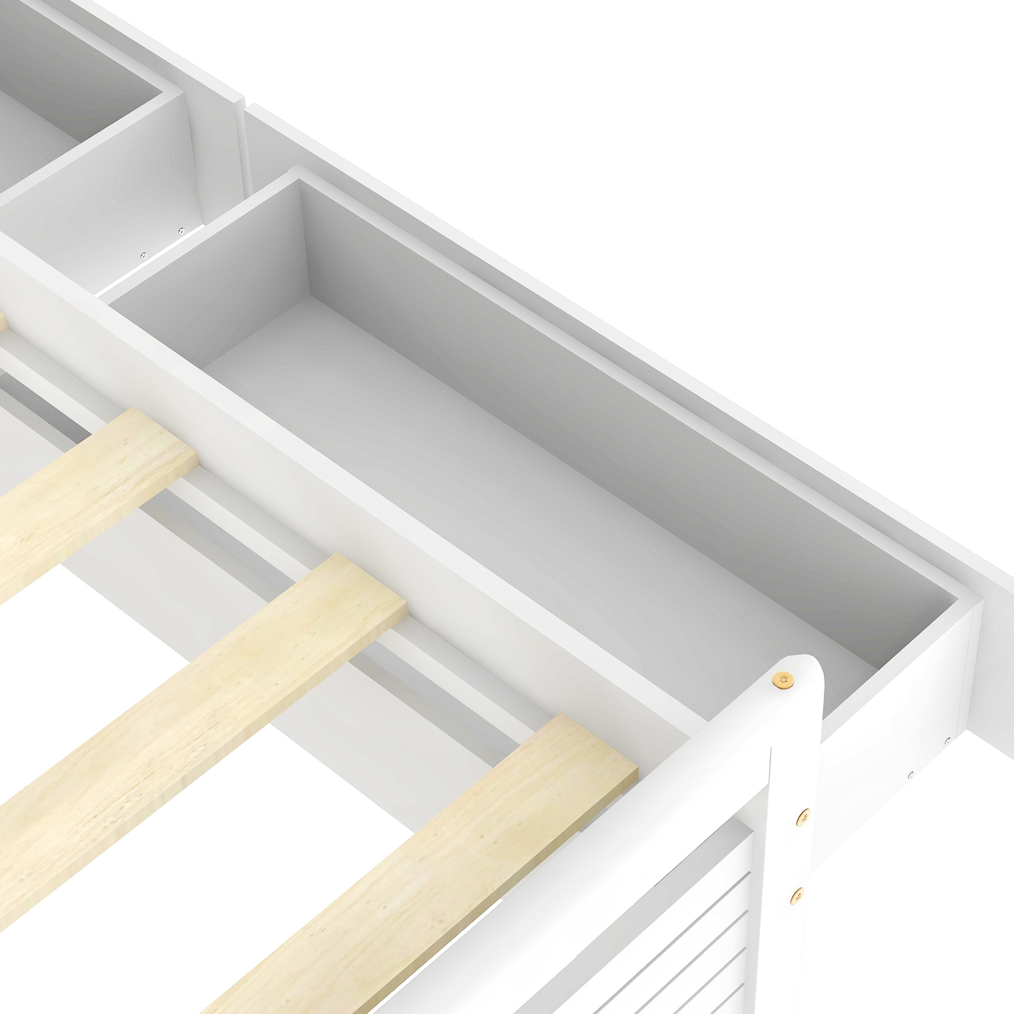 Queen Size Wooden Platform Bed with 2 Storage Drawers and 2 bedside tables, Gray/White 