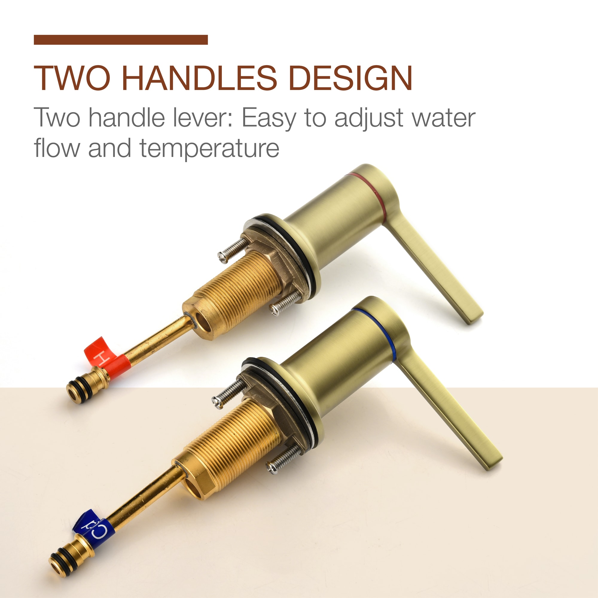 Mondawe Double Handle 8 Inch Brass 3 Hole Widespread Bathroom Sink Faucet-Mondawe