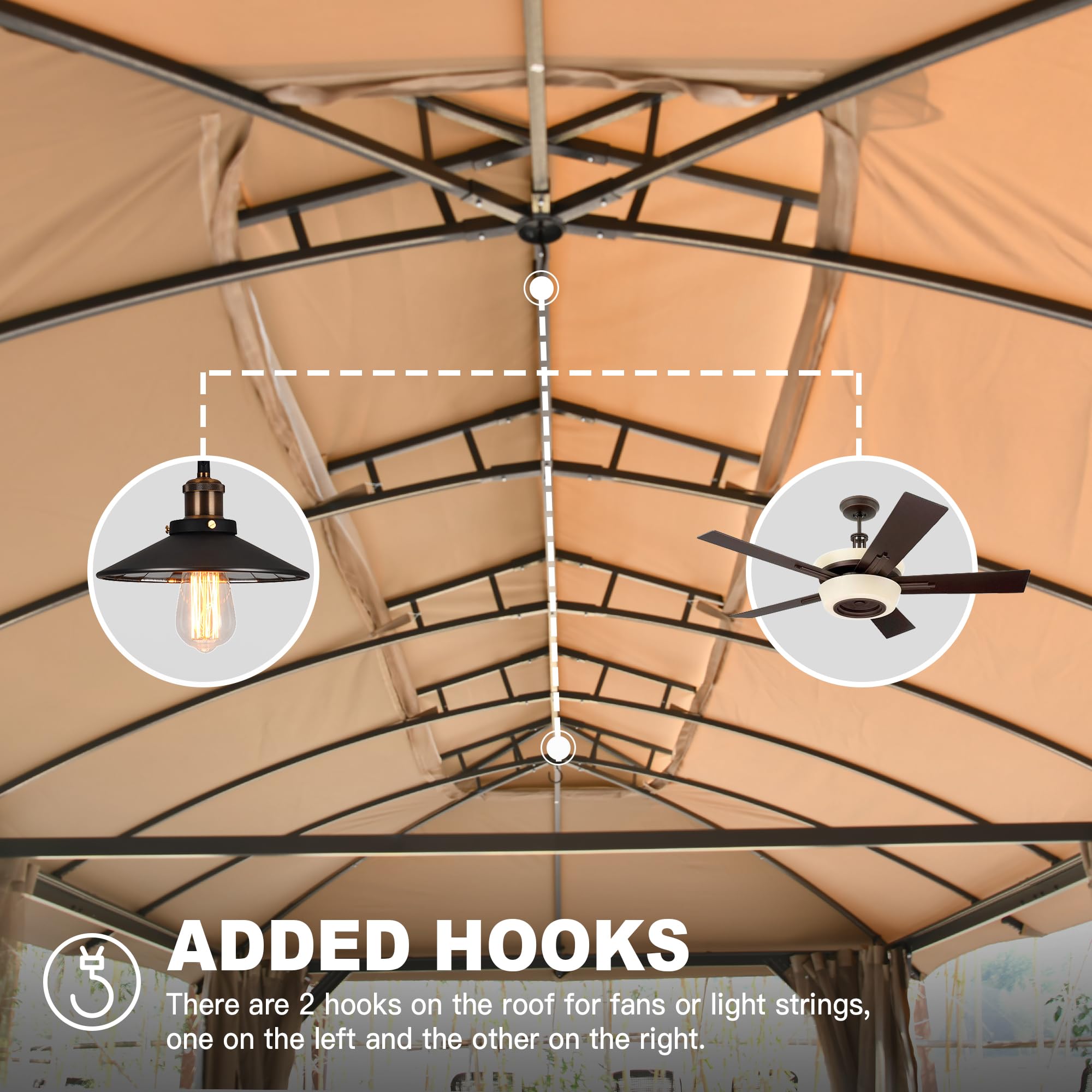 Outdoor Gazebo with Double Roofs, Privacy Curtains, Mosquito Nettings, Heavy Duty Metal Frame Party Tent Canopy for Patio, Backyard, Deck, Lawn