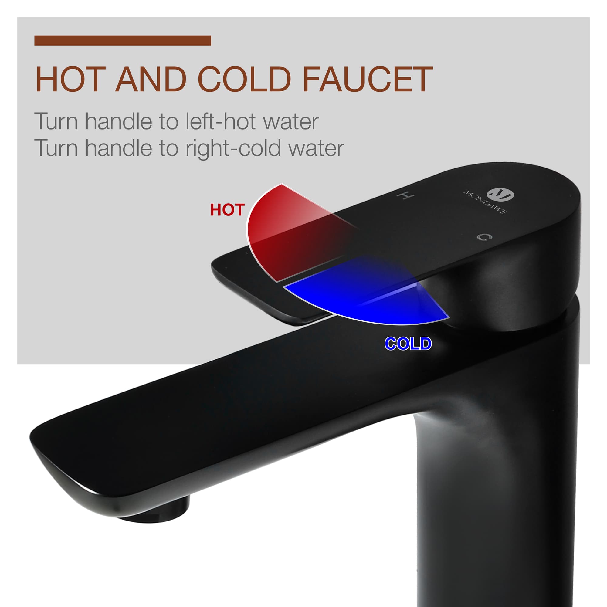 Mondawe Single Hole Modern Bathroom Water Faucet-Mondawe