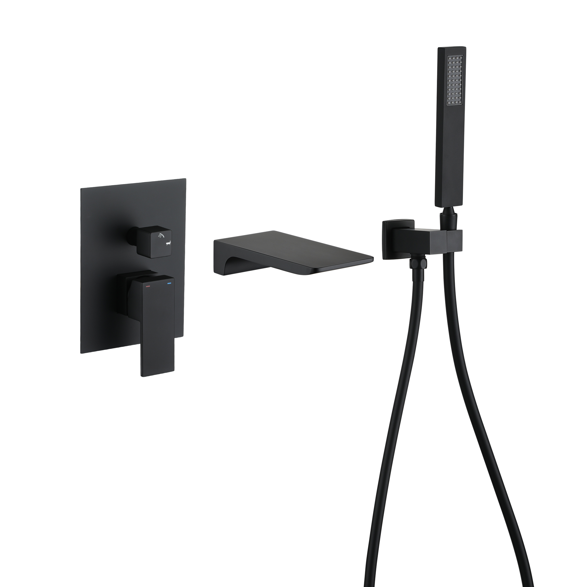 Single-Handle 1-Spray Wall Mount Tub and Shower Faucet in Black Brass Handheld Shower (Valve Included)