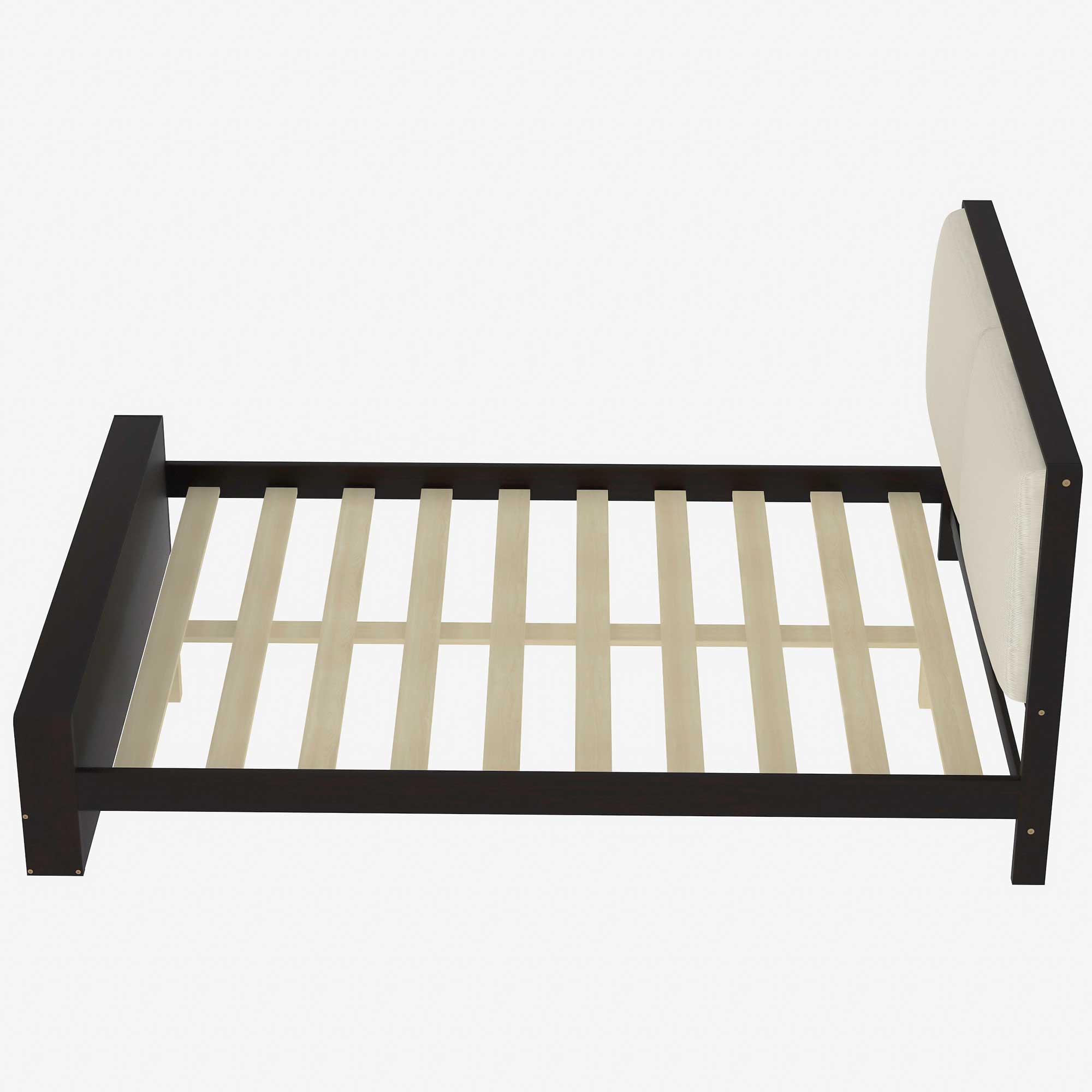 King/Queen Size Platform Bed Frame with Upholstery Headboard and Bookshelf in Footboard and LED Light Strips, Espresso