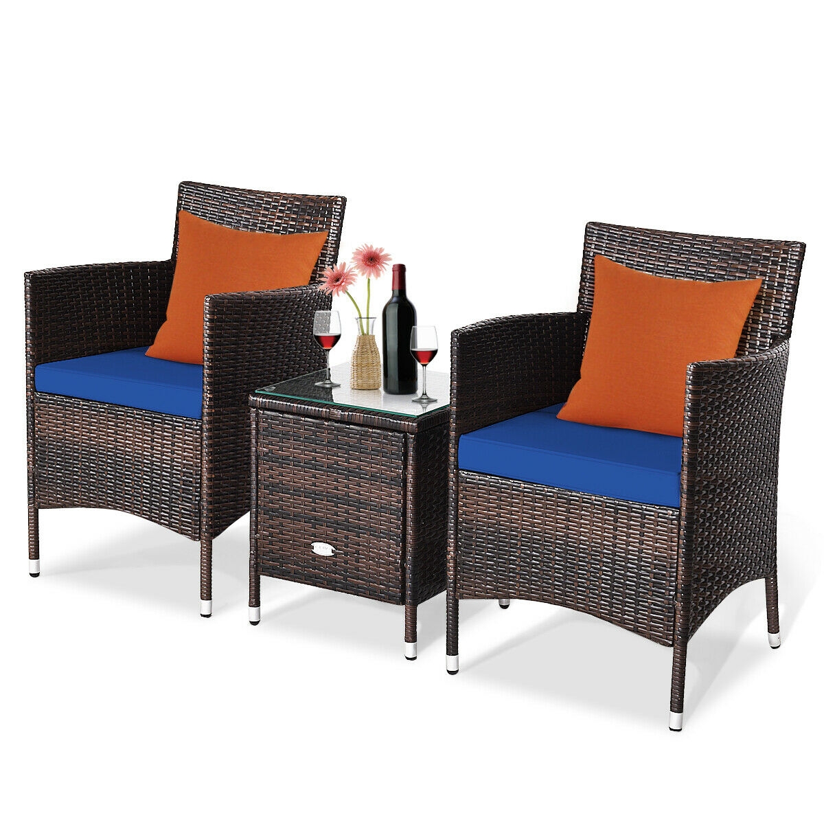 Mondawe 3 Pcs Outdoor Rattan Wicker Furniture Set-Mondawe