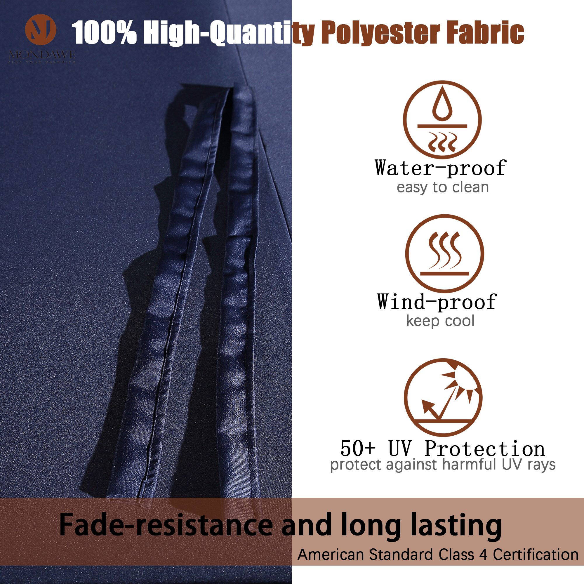 Mondawe 15ft Rectangular Patio Market Umbrella with Base and Crank-Mondawe