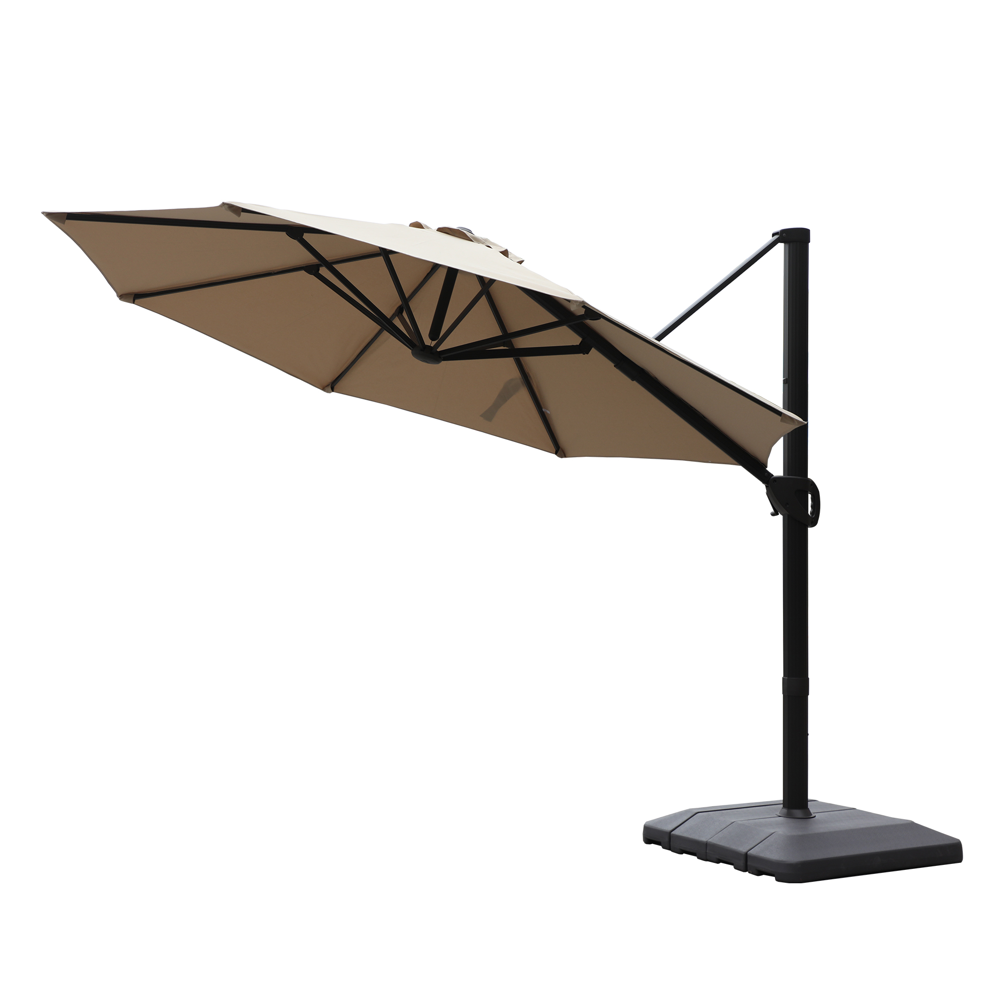 Mondawe 11 ft. Aluminum 360° Rotation Cantilever Patio Umbrella with Base for Garden Balcony-Mondawe