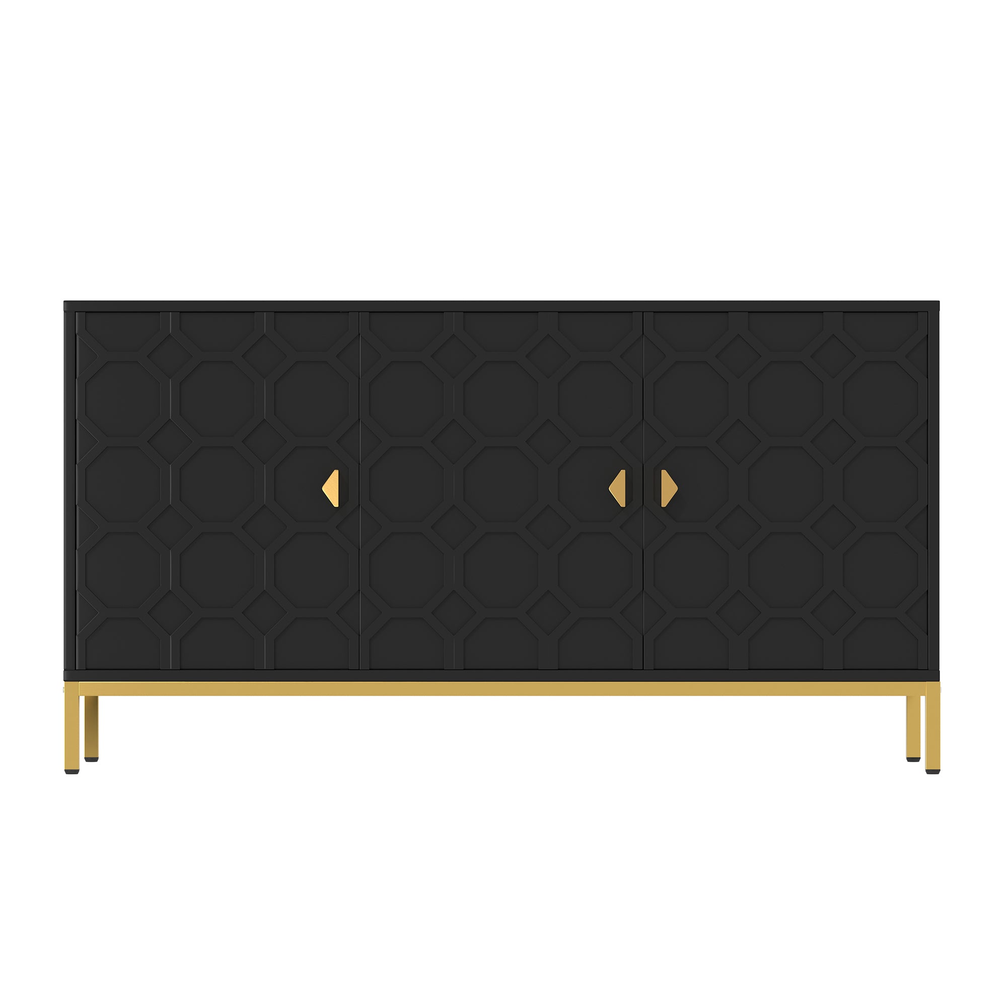 Modern Accent Cabinet, 2 Door Storage Cabinet Wood with Adjustable Shelf, Vintage Wooden Cabinet for Living Room Hallway Home Office