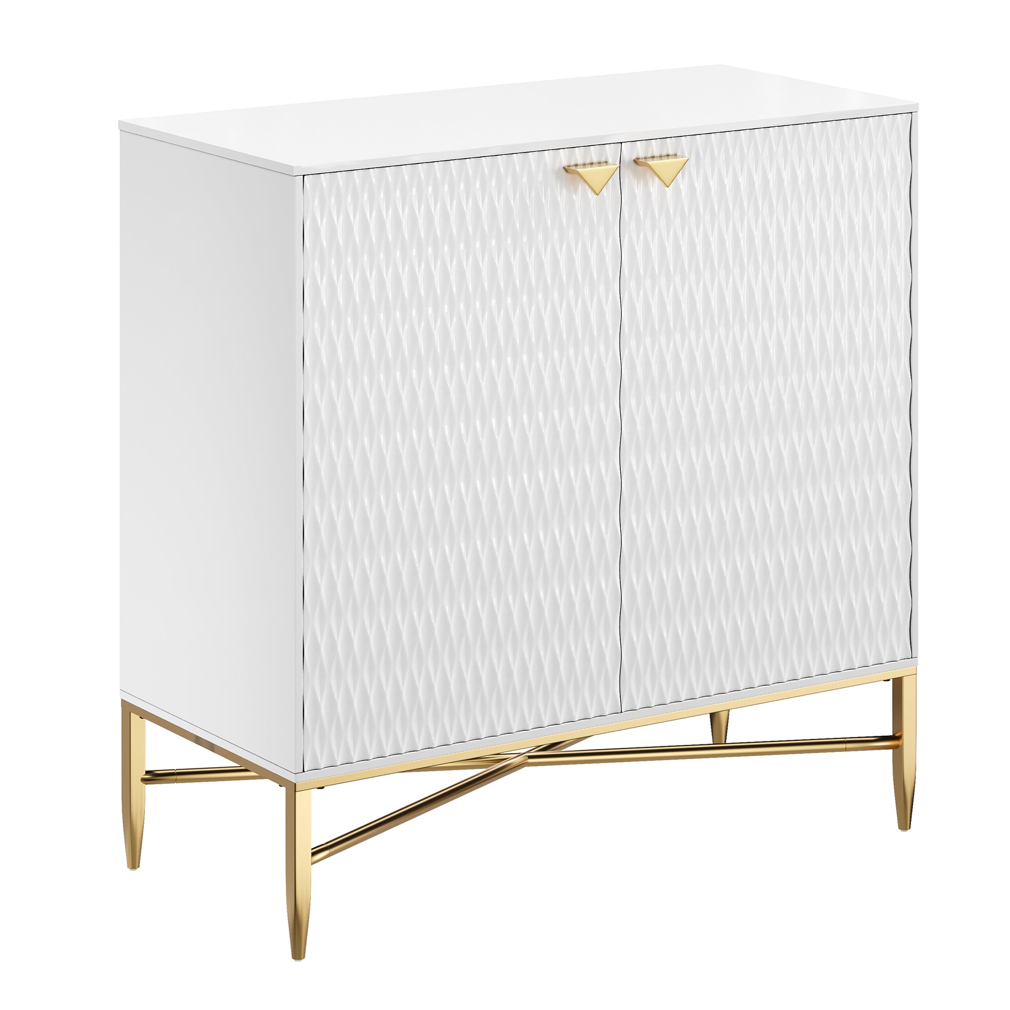32.8 in. H 2 Door White Locker Accent Storage Cabinet with X-Shaped Hardware Stand