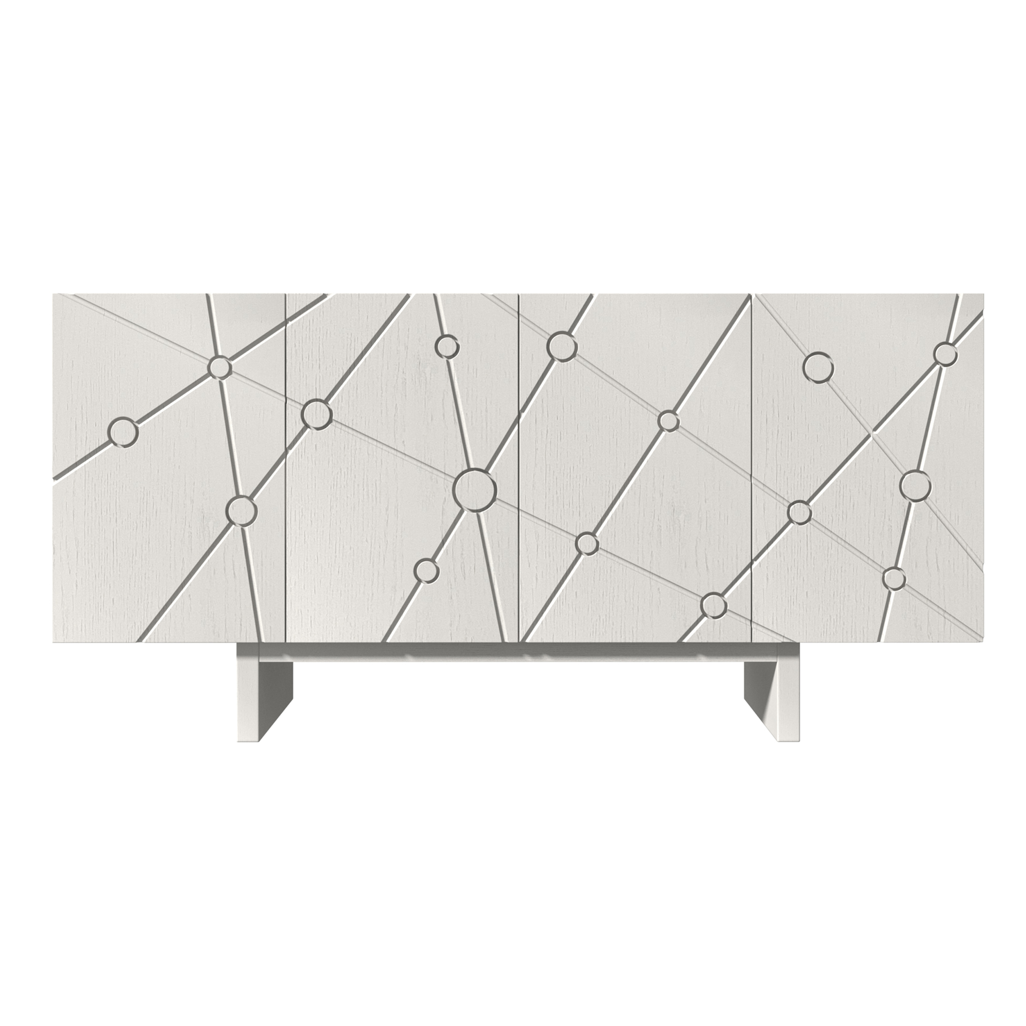 White/Brown 4-Door Modern Wood Grain Accent Storage Cabinet For Living Room, Foyer and Kitchen-Dining Room