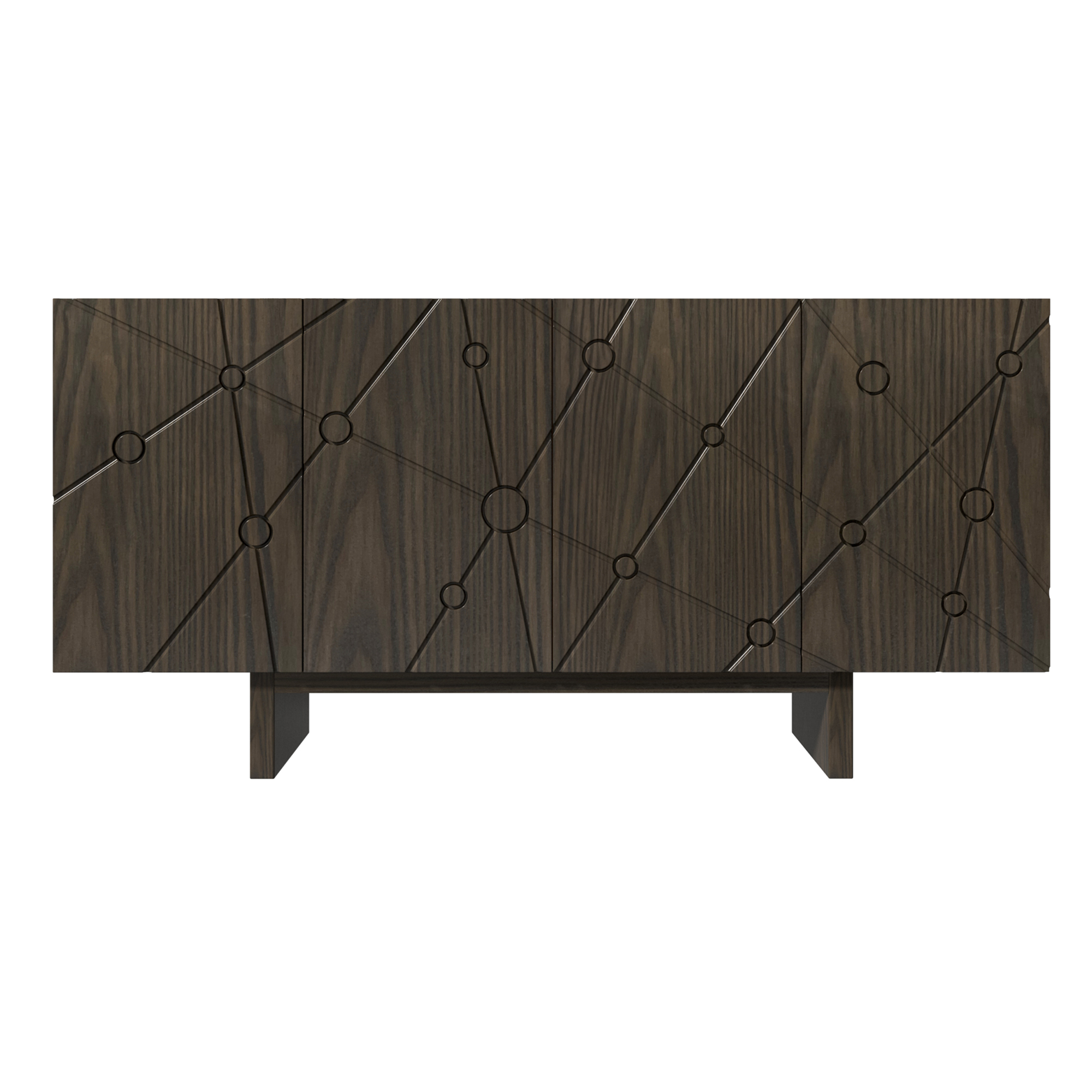 White/Brown 4-Door Modern Wood Grain Accent Storage Cabinet For Living Room, Foyer and Kitchen-Dining Room