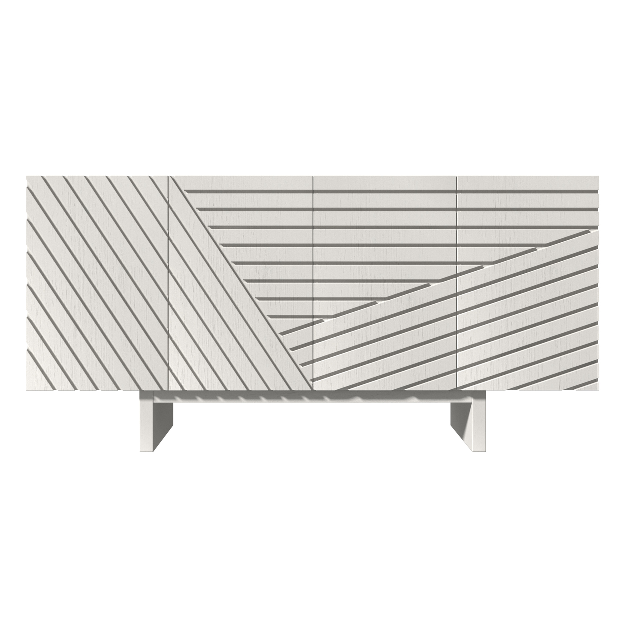 White/Brown MDF 4-Door 63 in. Wood Modern Grain Buffet Sideboard For Living Room, Foyer and Kitchen-Dining Room