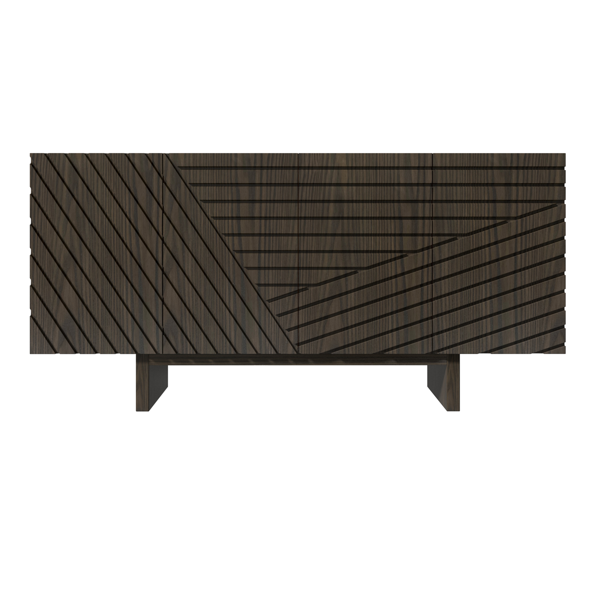 White/Brown MDF 4-Door 63 in. Wood Modern Grain Buffet Sideboard For Living Room, Foyer and Kitchen-Dining Room