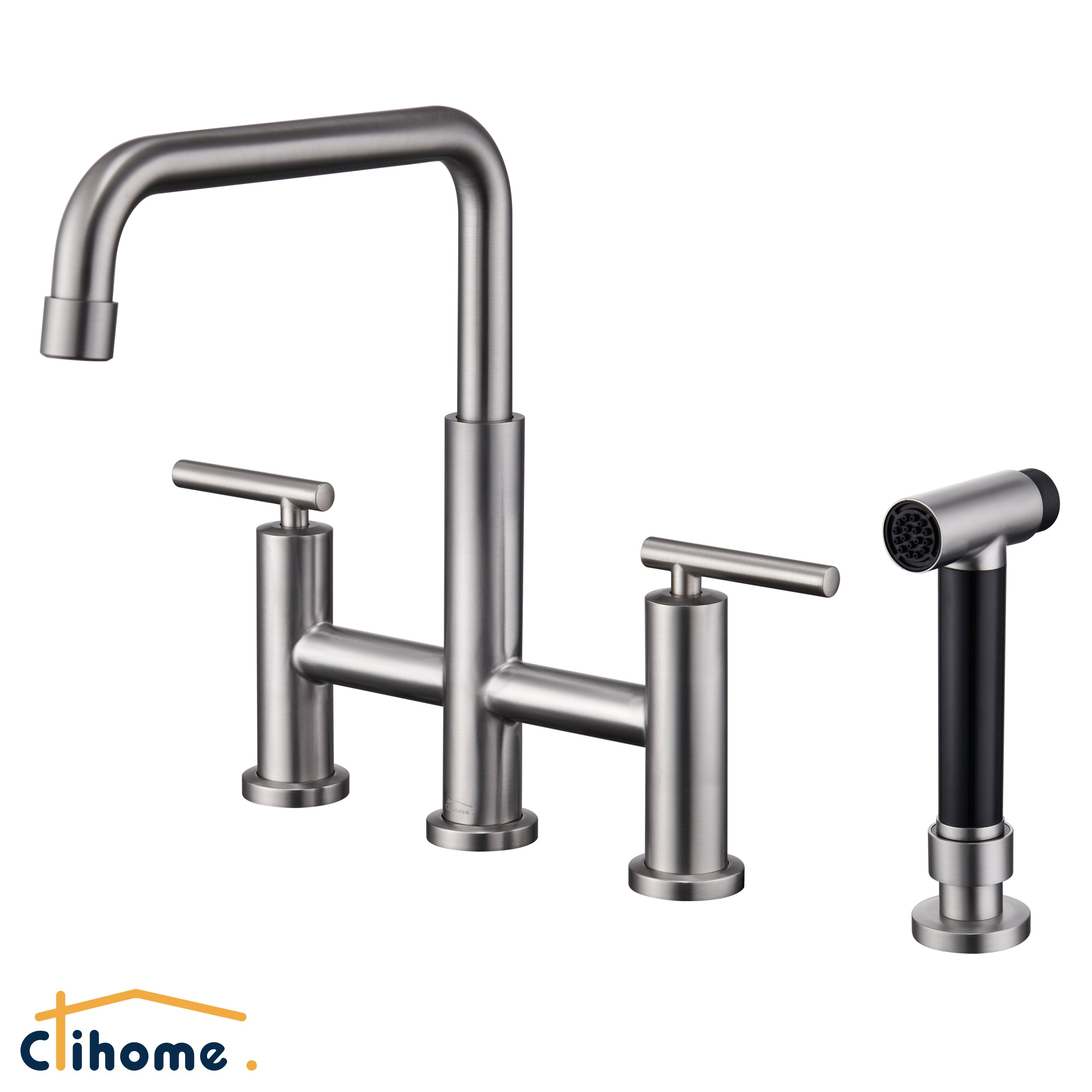 Double Handle Kitchen Faucet with Side Spray