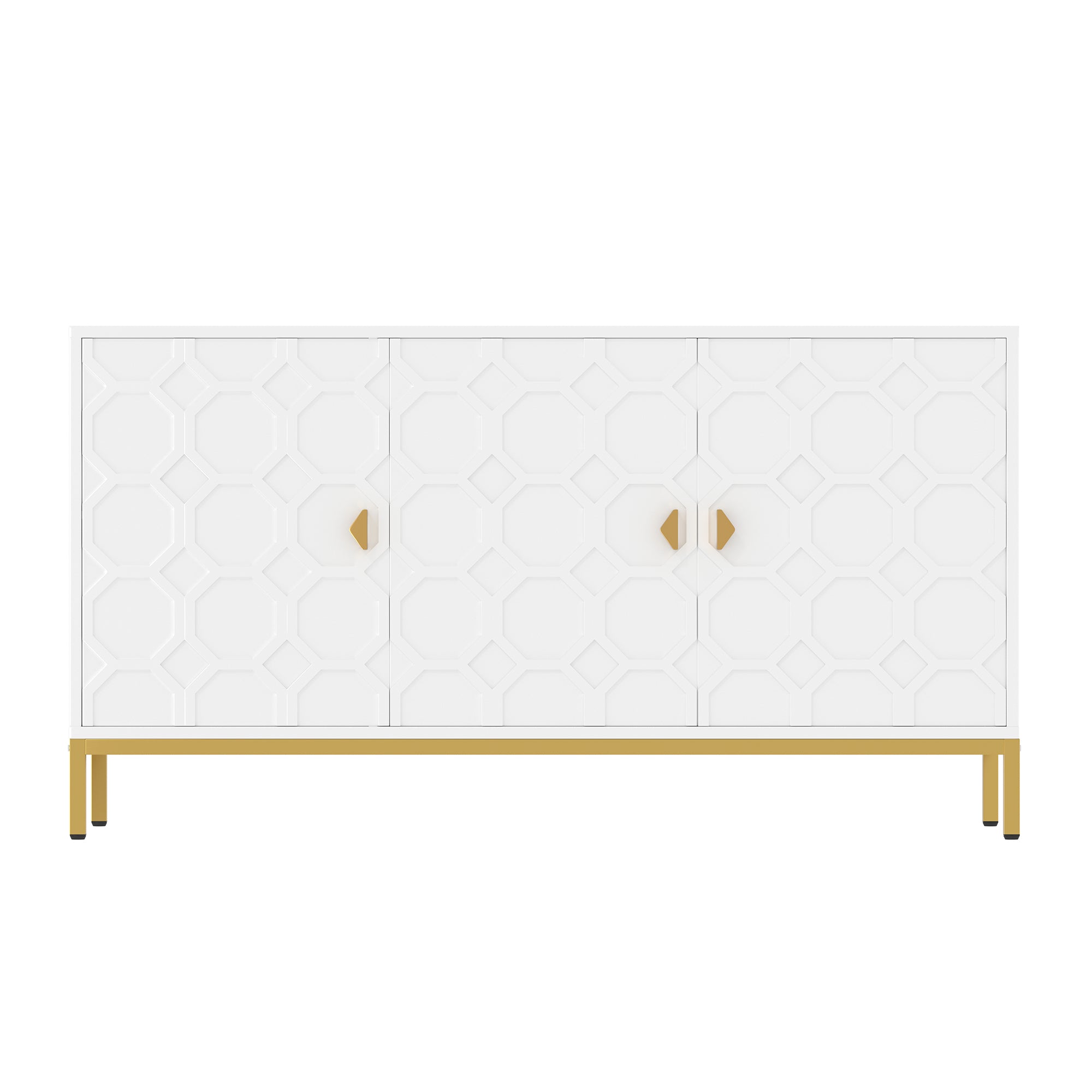 Modern Accent Cabinet, 2 Door Storage Cabinet Wood with Adjustable Shelf, Vintage Wooden Cabinet for Living Room Hallway Home Office