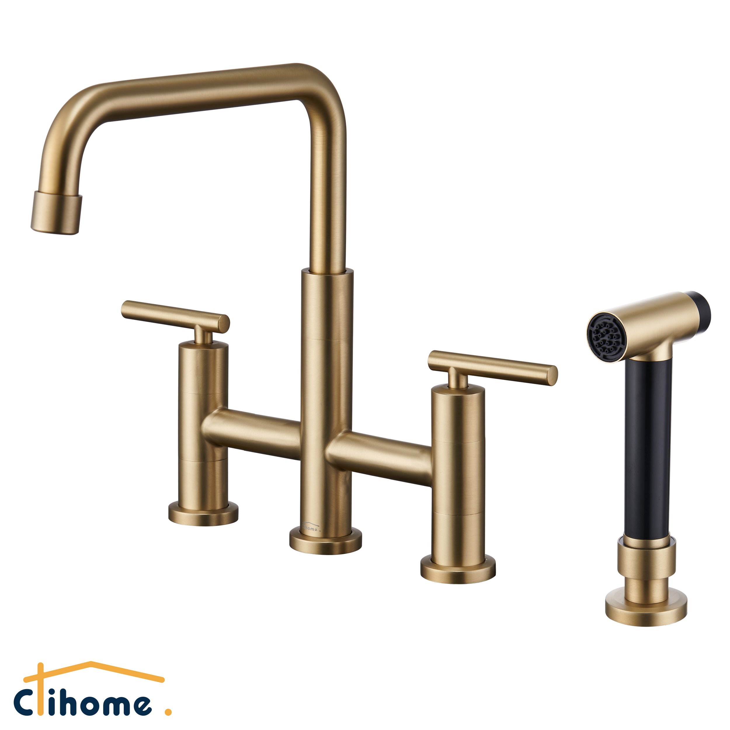 Double Handle Kitchen Faucet with Side Spray