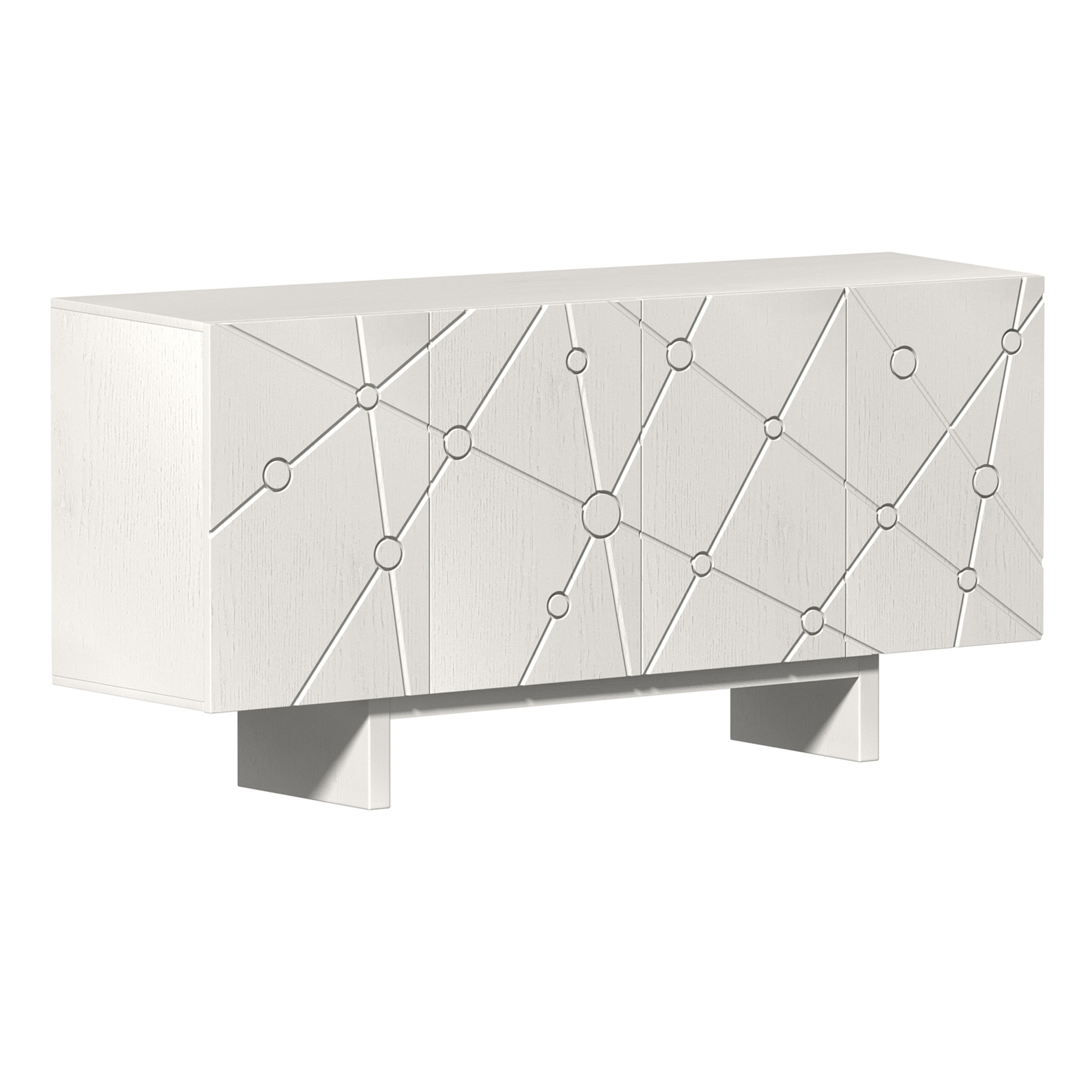 White/Brown 4-Door Modern Wood Grain Accent Storage Cabinet For Living Room, Foyer and Kitchen-Dining Room