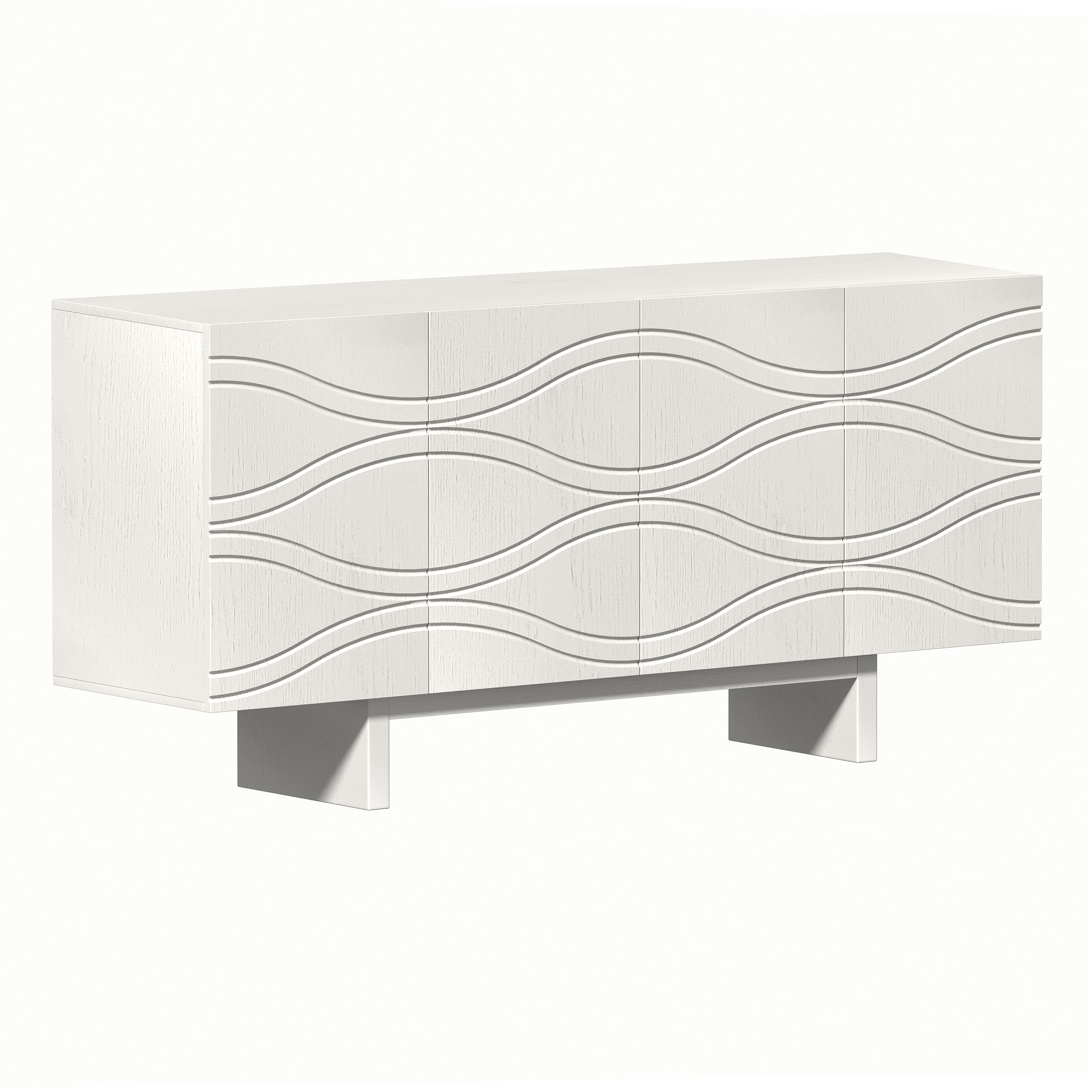 White/Brown 4-Door Accent Storage Cabinet For Living Room, Foyer and Kitchen-Dining Room