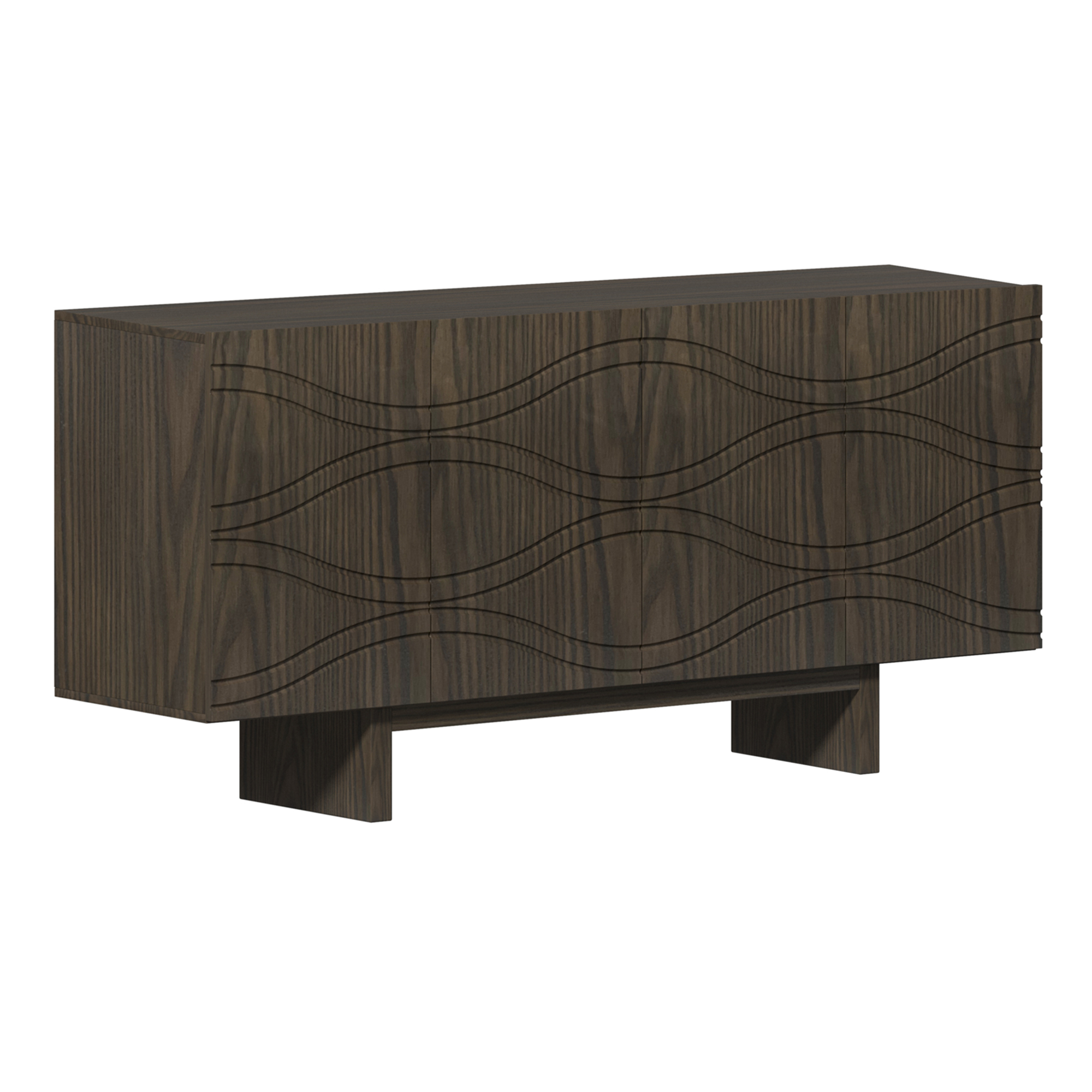 White/Brown 4-Door Accent Storage Cabinet For Living Room, Foyer and Kitchen-Dining Room