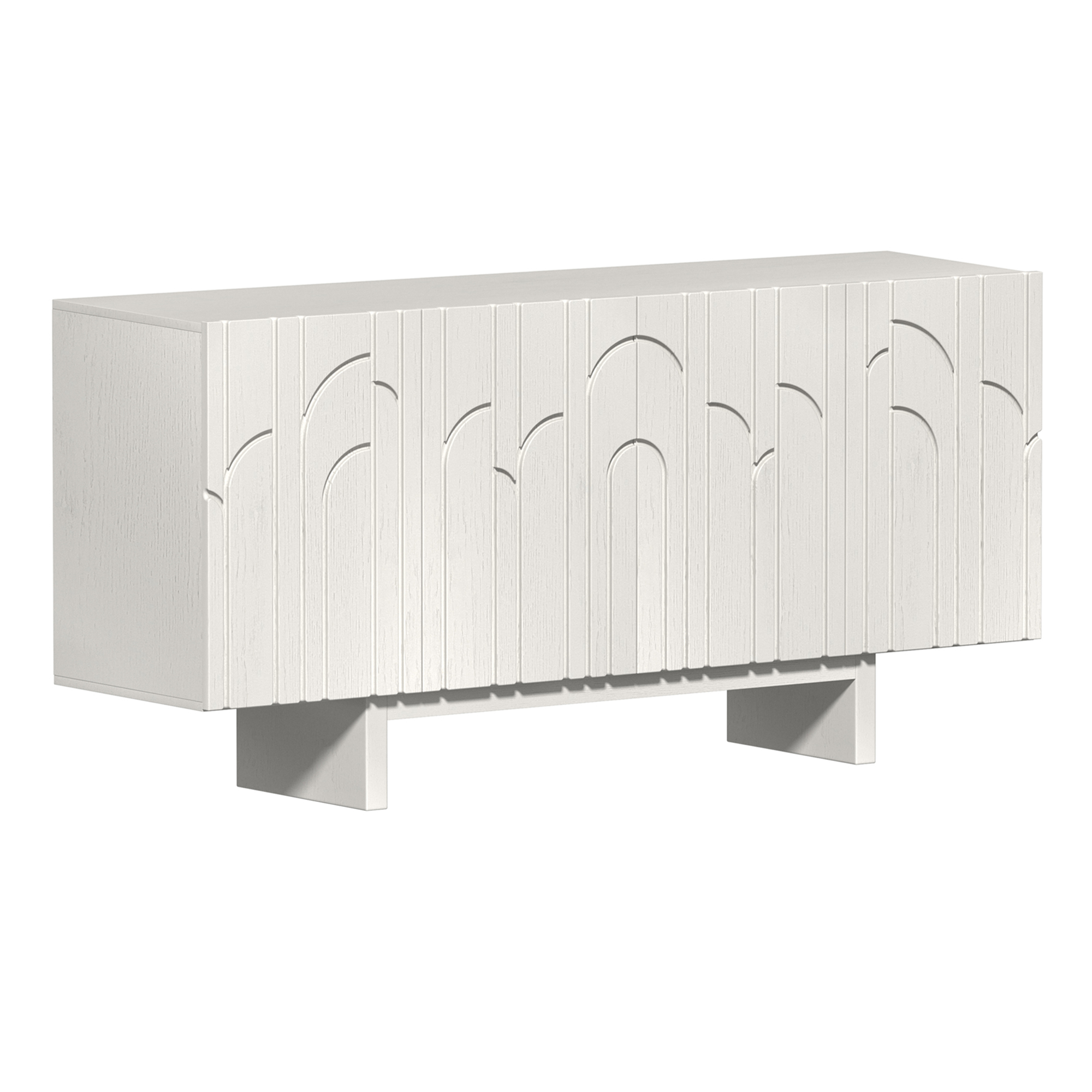 White/Brown MDF 4-Door 63 in. Wood Grain Buffet Sideboard For Living Room, Foyer and Kitchen-Dining Room