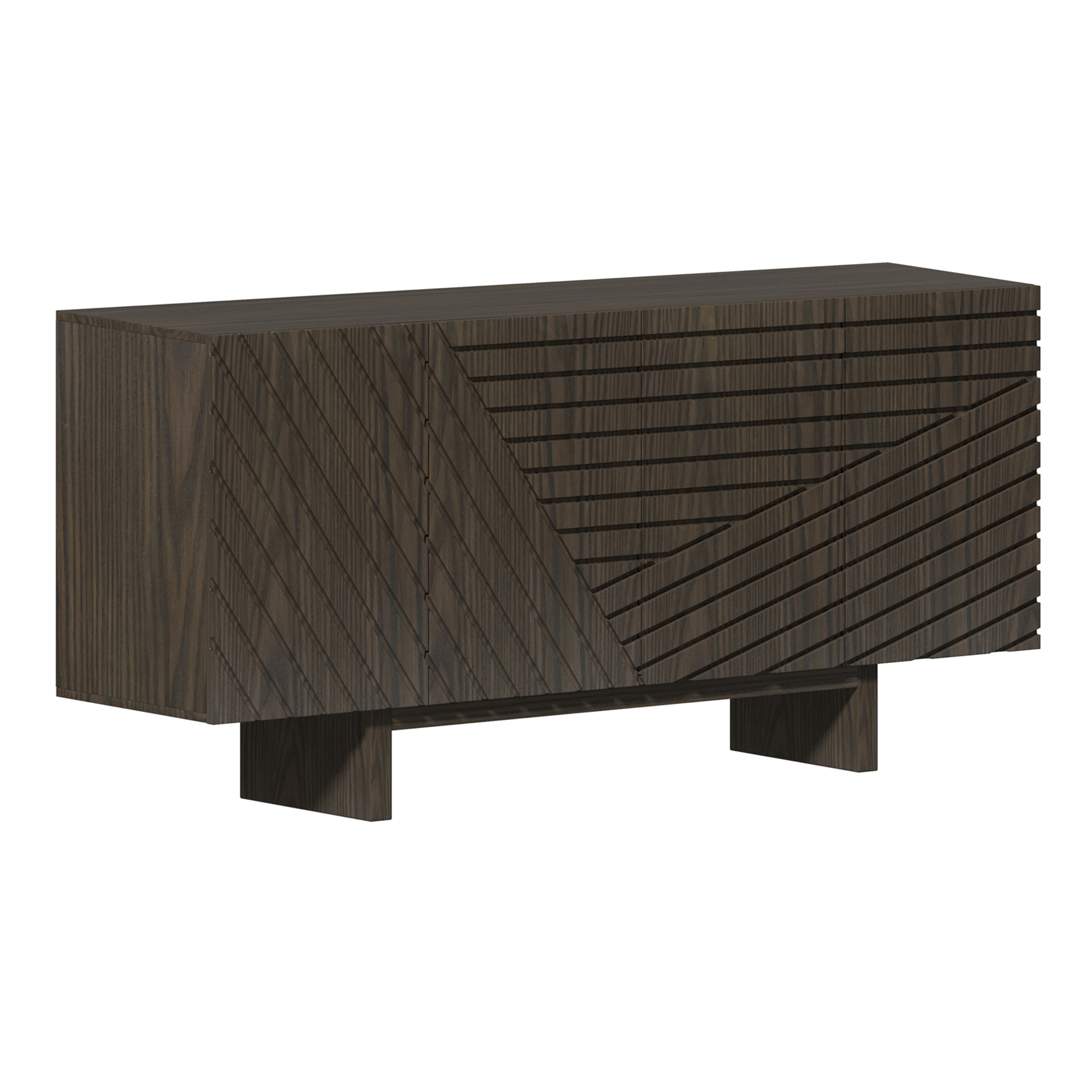 White/Brown MDF 4-Door 63 in. Wood Modern Grain Buffet Sideboard For Living Room, Foyer and Kitchen-Dining Room